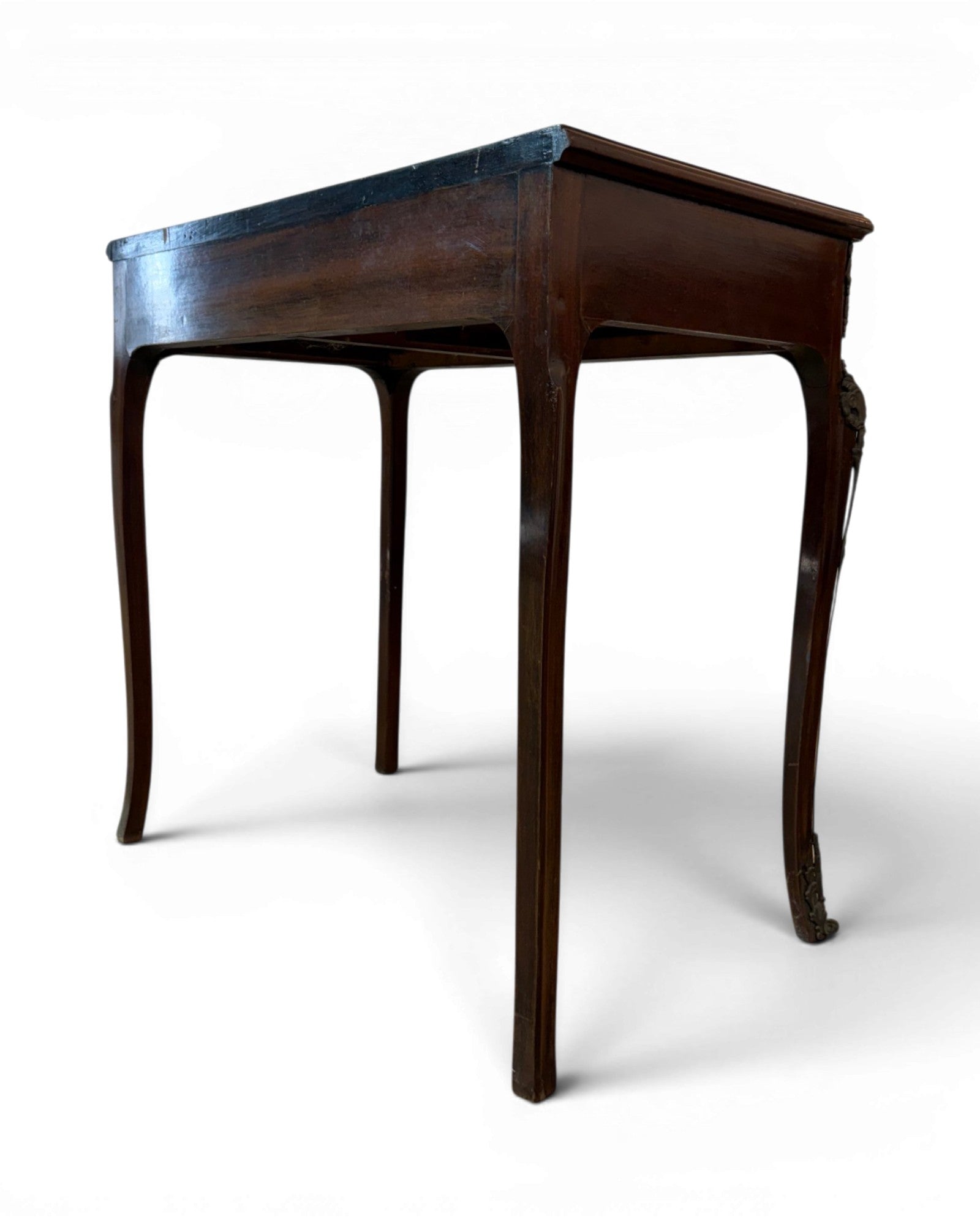 1920s Mini Glass Top Mahogany Desk with 2 Drawers - Surround Living - 4