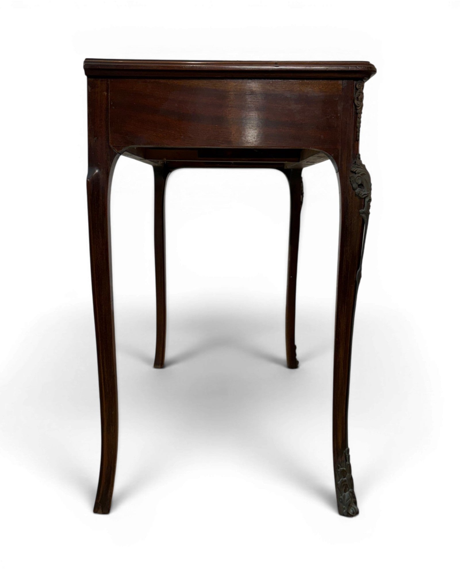 1920s Mini Glass Top Mahogany Desk with 2 Drawers - Surround Living - 5