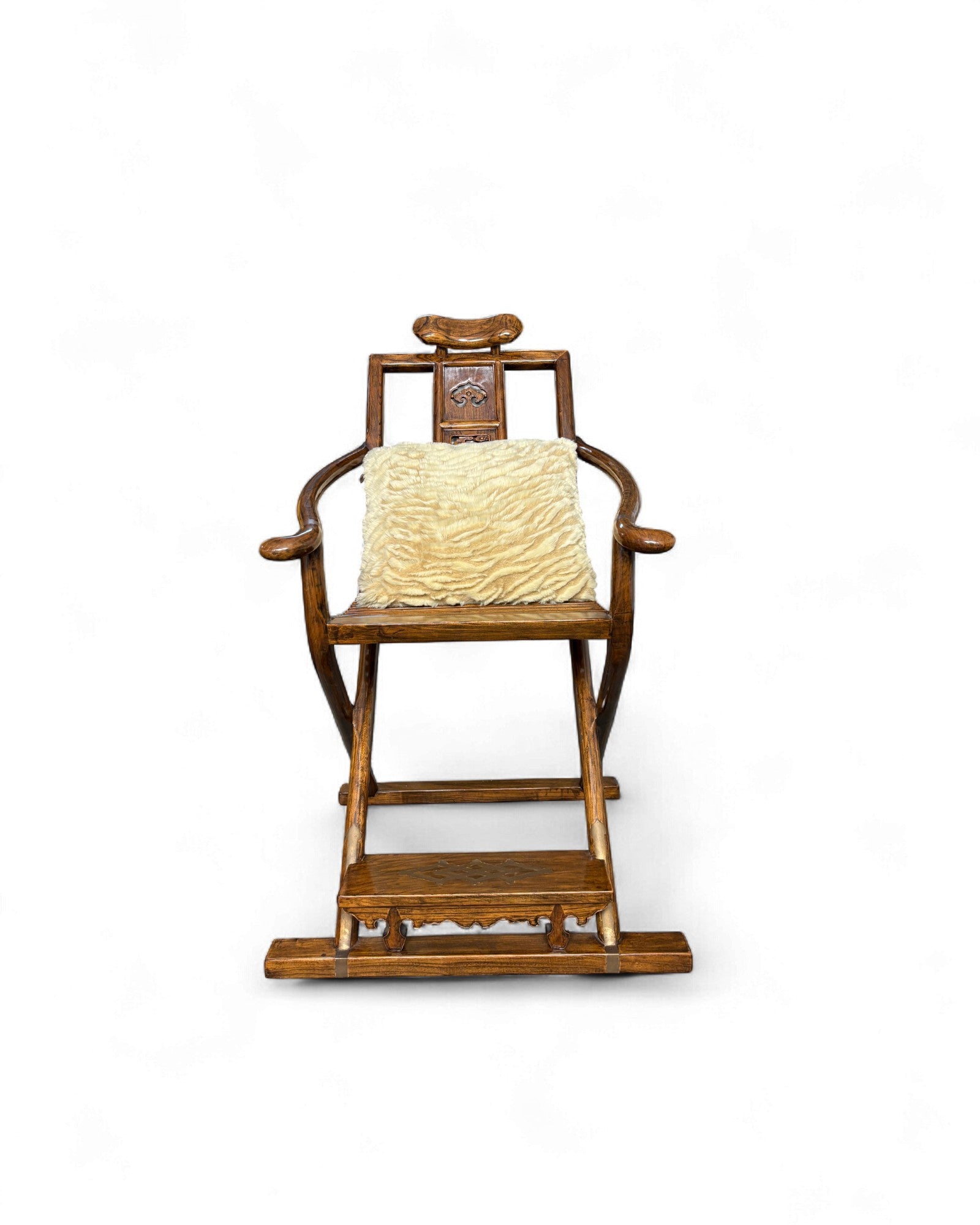 Chinese Folding Horseshoe Chair with Carved Back (Jiaoyi 交椅) - Surround Living - 2