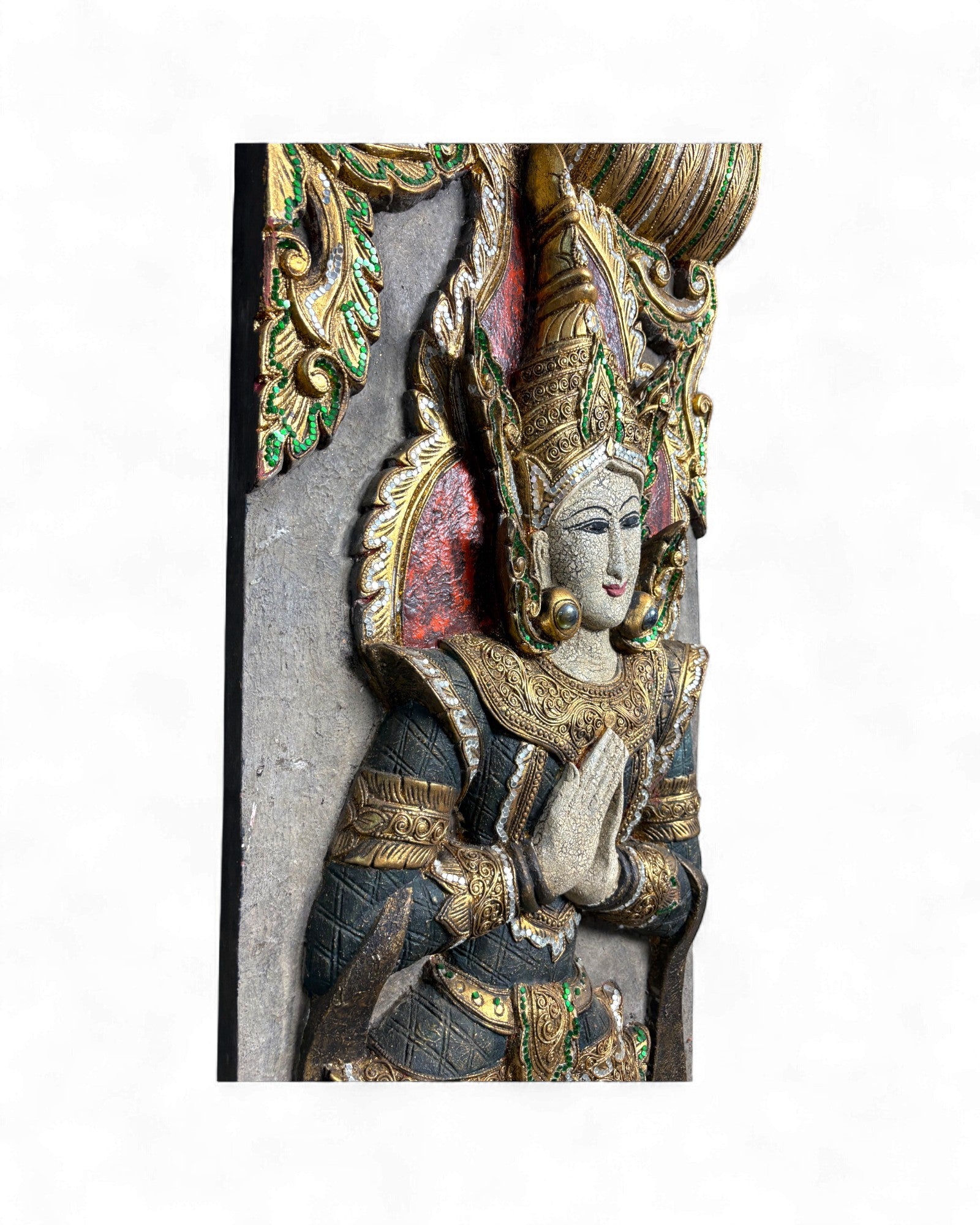 Pair of Indonesian Carved Teak Temple Panels with Guardian Figures - Surround Living - 4