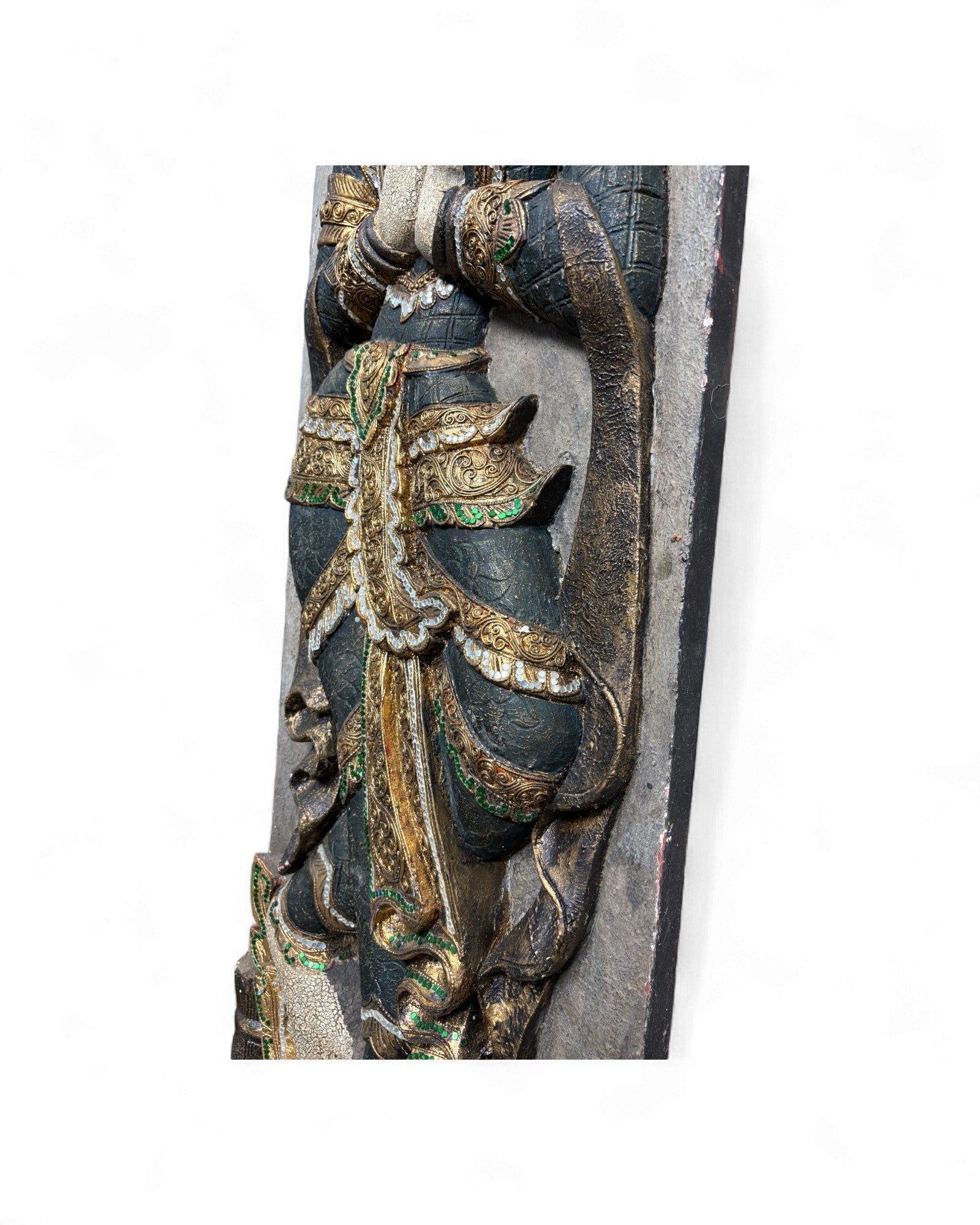 Pair of Indonesian Carved Teak Temple Panels with Guardian Figures - Surround Living - 20