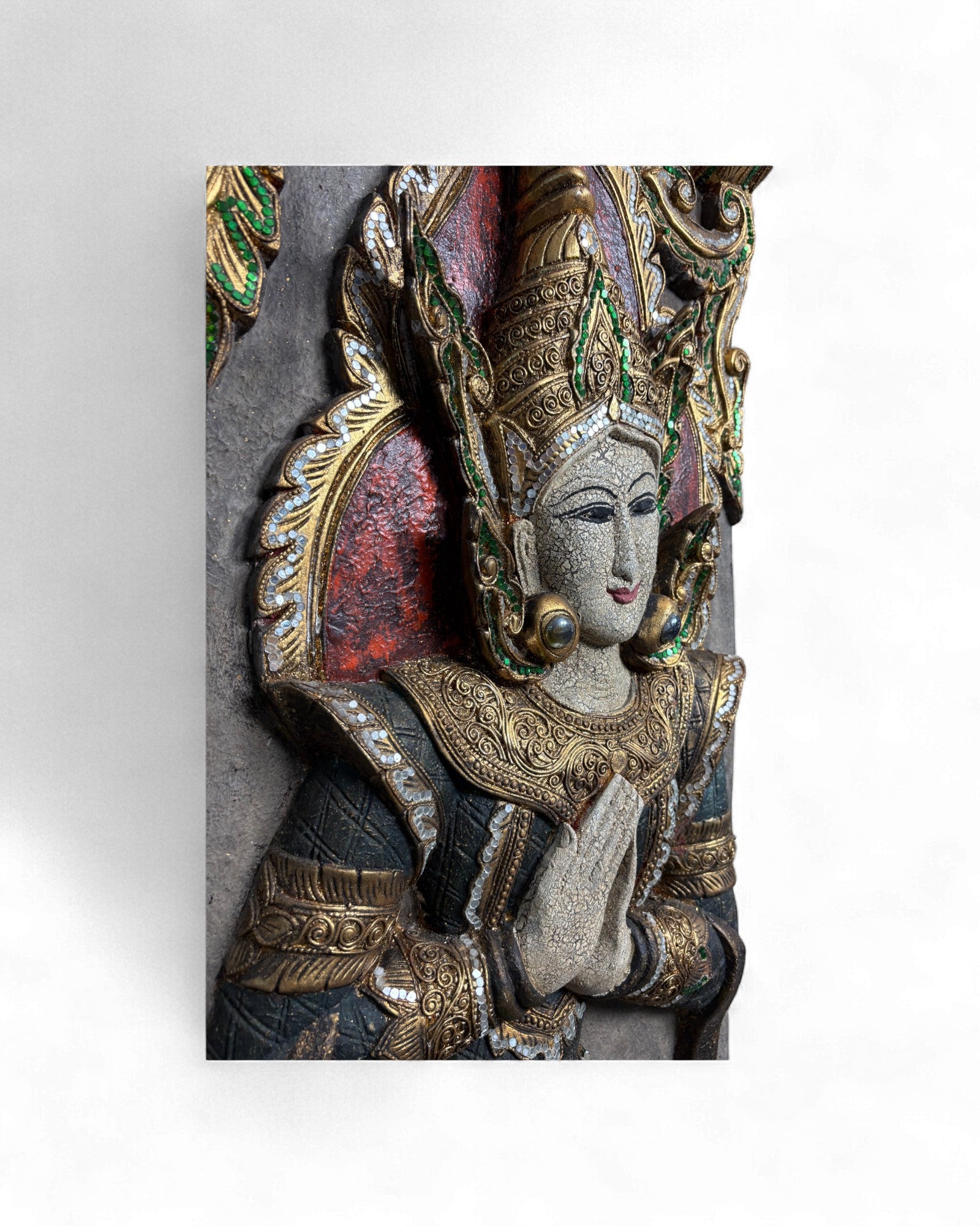 Pair of Indonesian Carved Teak Temple Panels with Guardian Figures - Surround Living - 21