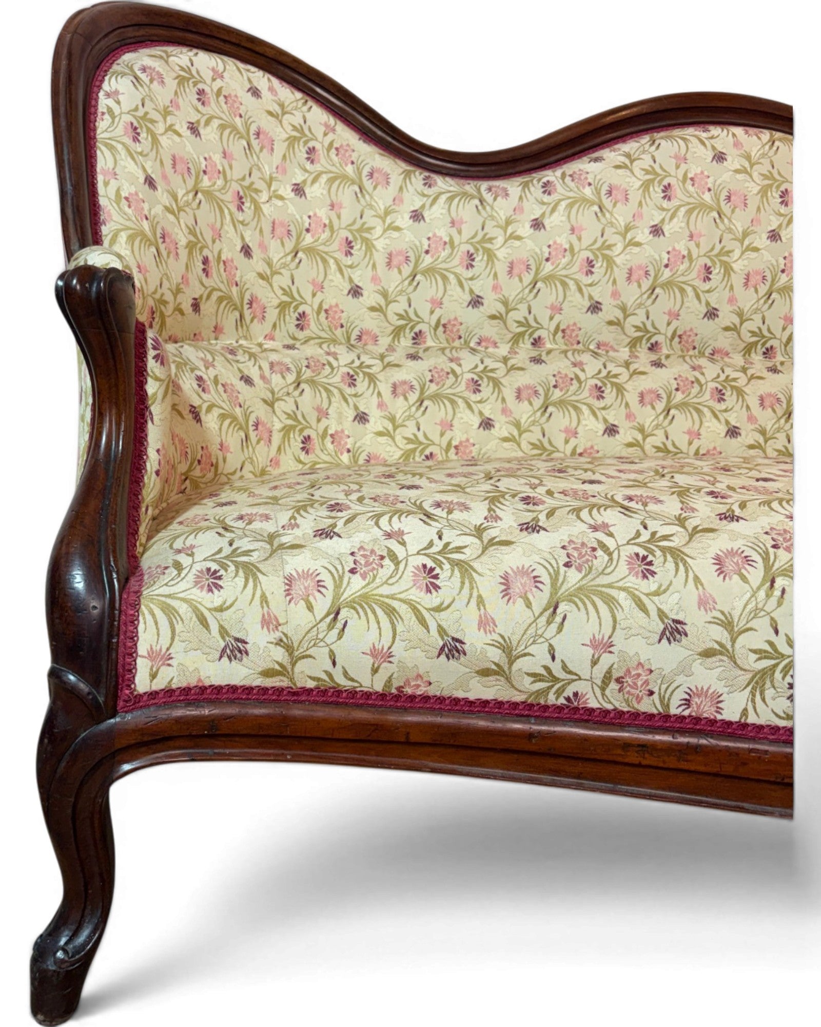 Louis Philippe Style Walnut Floral Cushion Couch (1 of 2) - Surround Living - 16