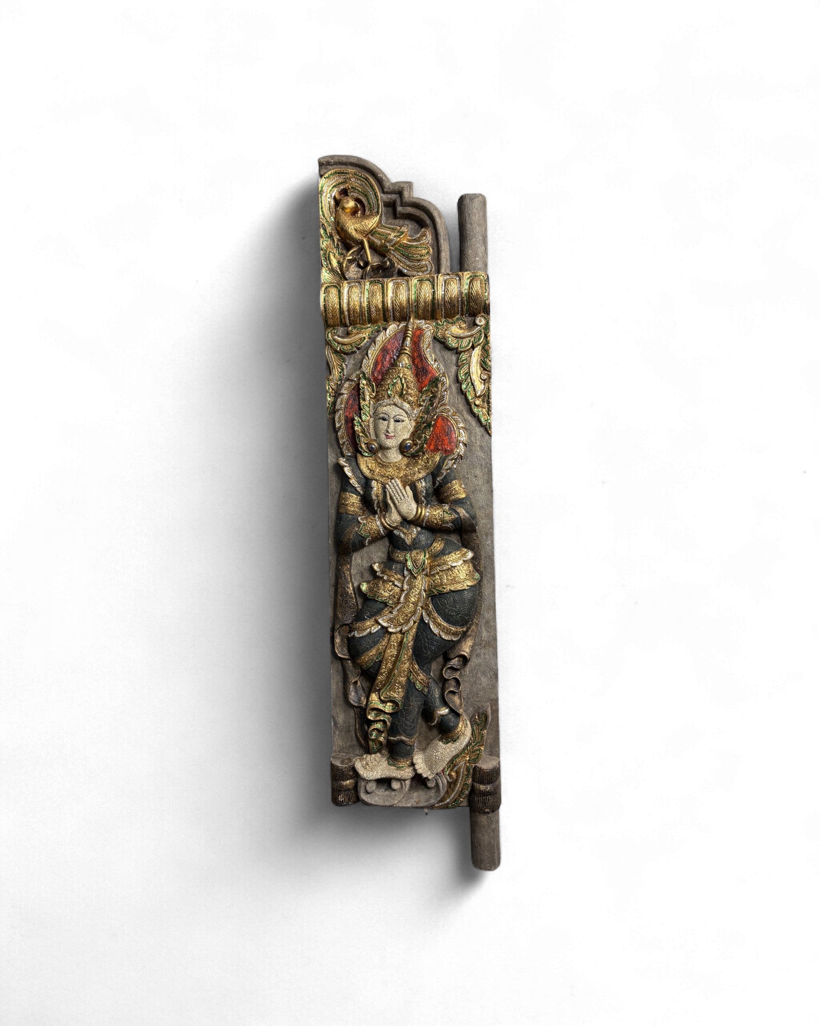 Pair of Indonesian Carved Teak Temple Panels with Guardian Figures - Surround Living - 7