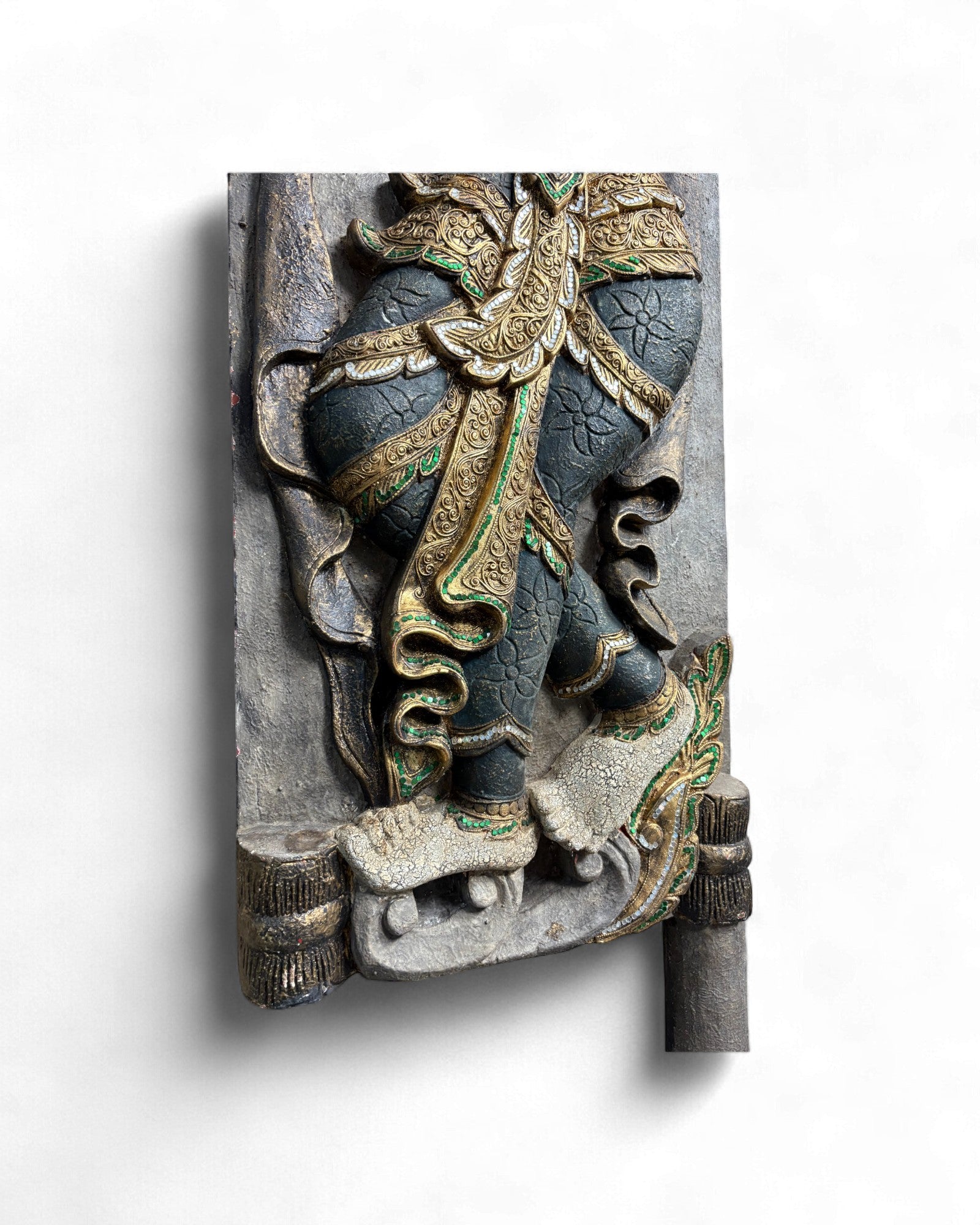 Pair of Indonesian Carved Teak Temple Panels with Guardian Figures - Surround Living - 2