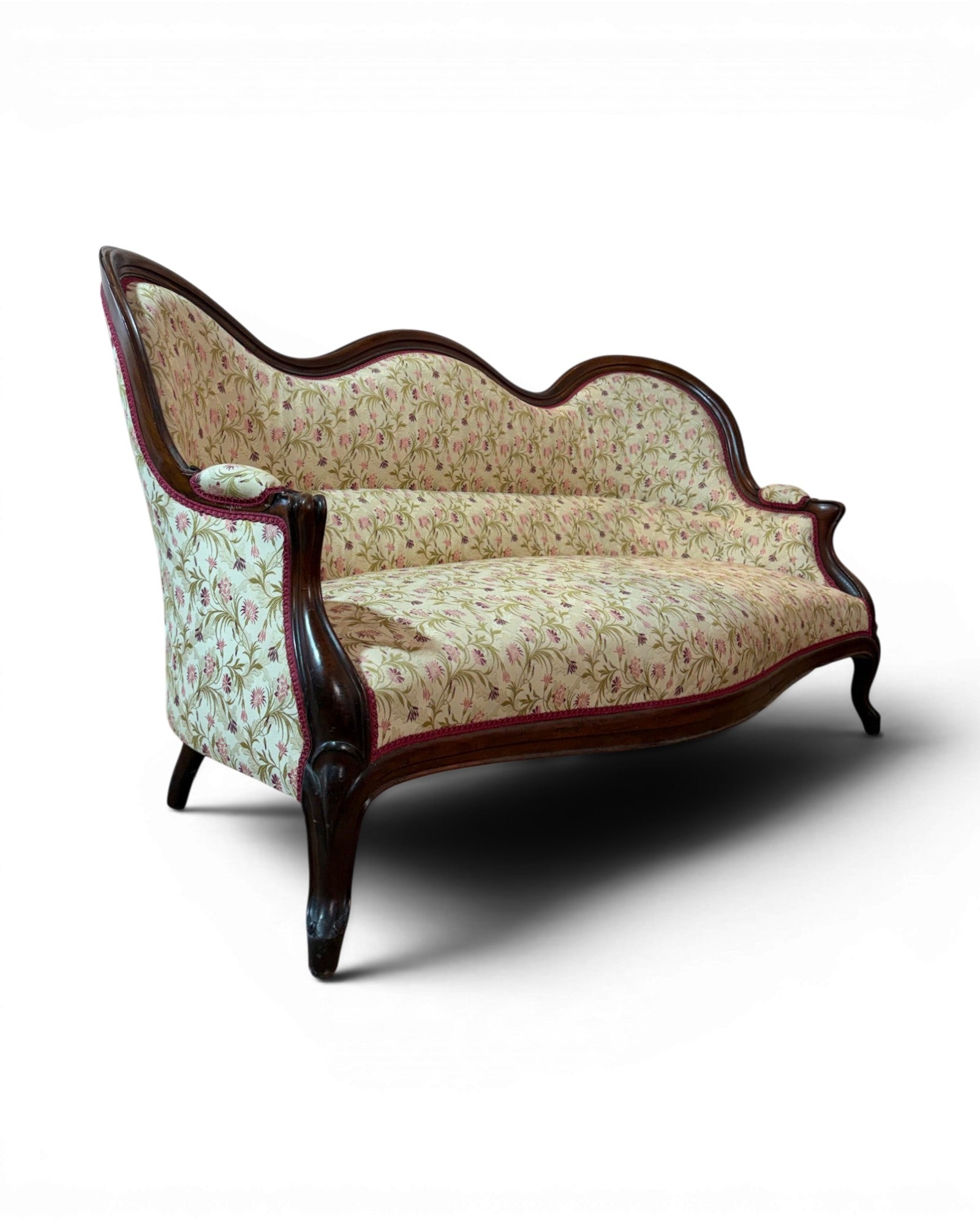 Louis Philippe Style Walnut Floral Cushion Couch (1 of 2) - Surround Living - 3