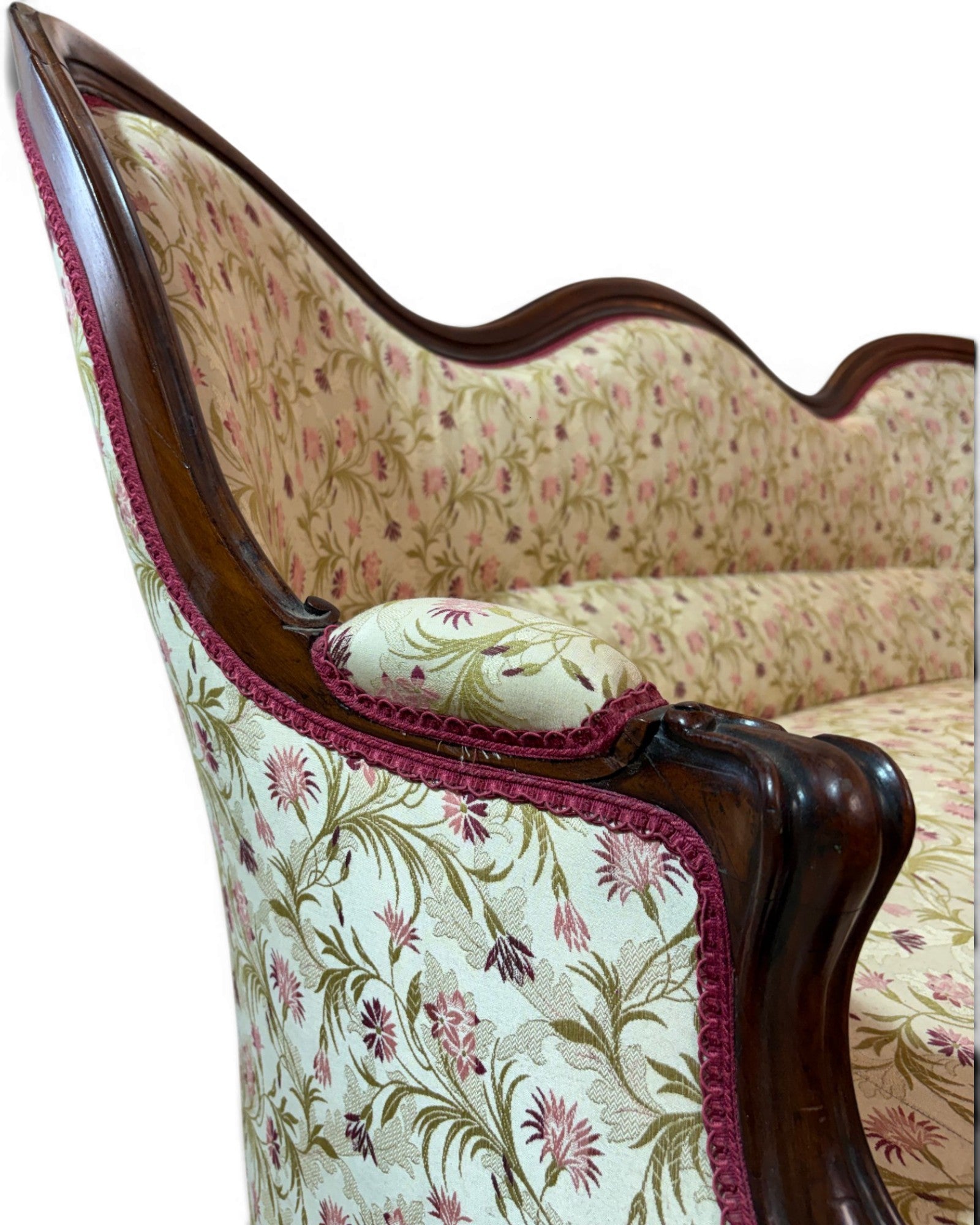 Louis Philippe Style Walnut Floral Cushion Couch (1 of 2) - Surround Living - 11