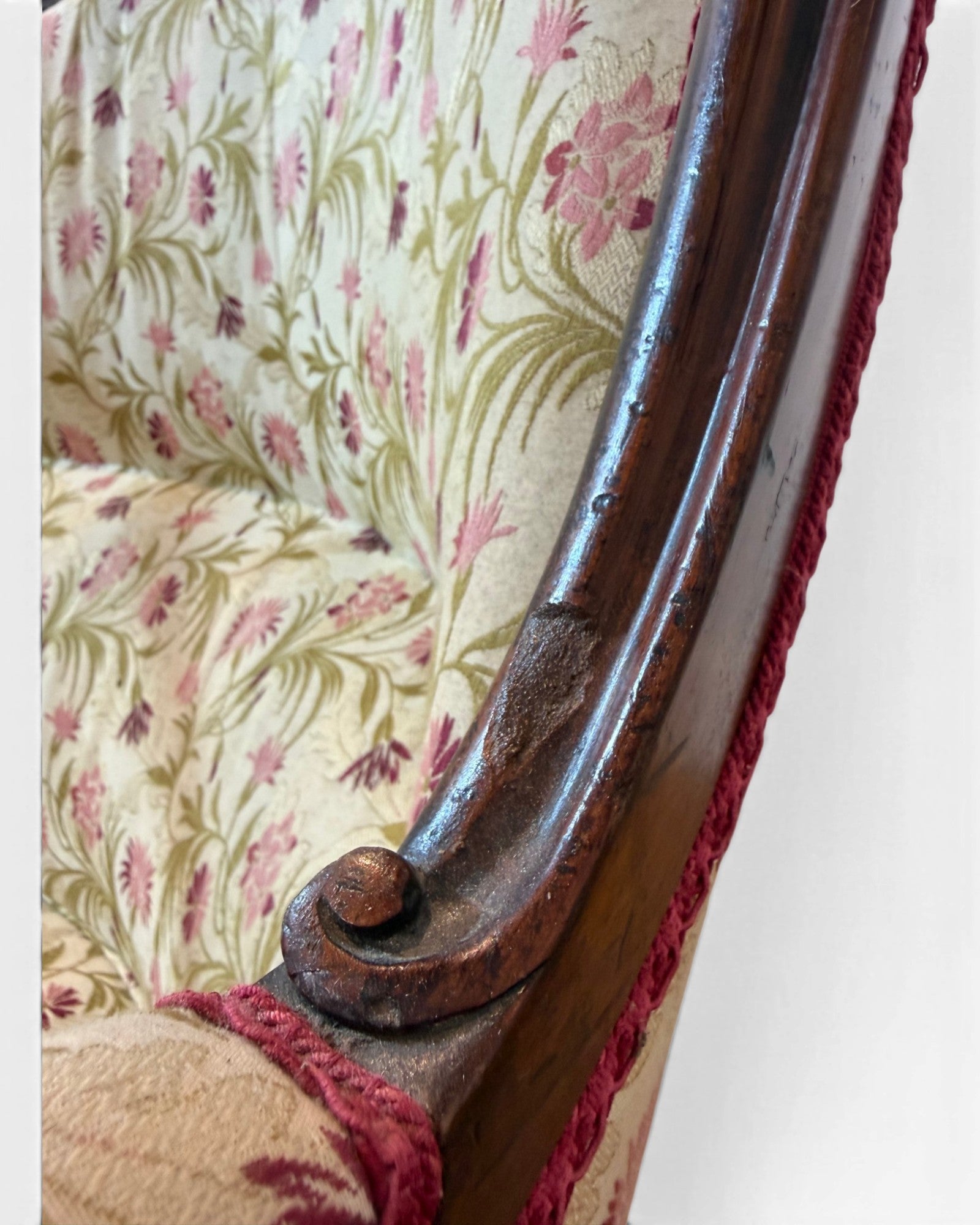 Louis Philippe Style Walnut Floral Cushion Couch (1 of 2) - Surround Living - 15
