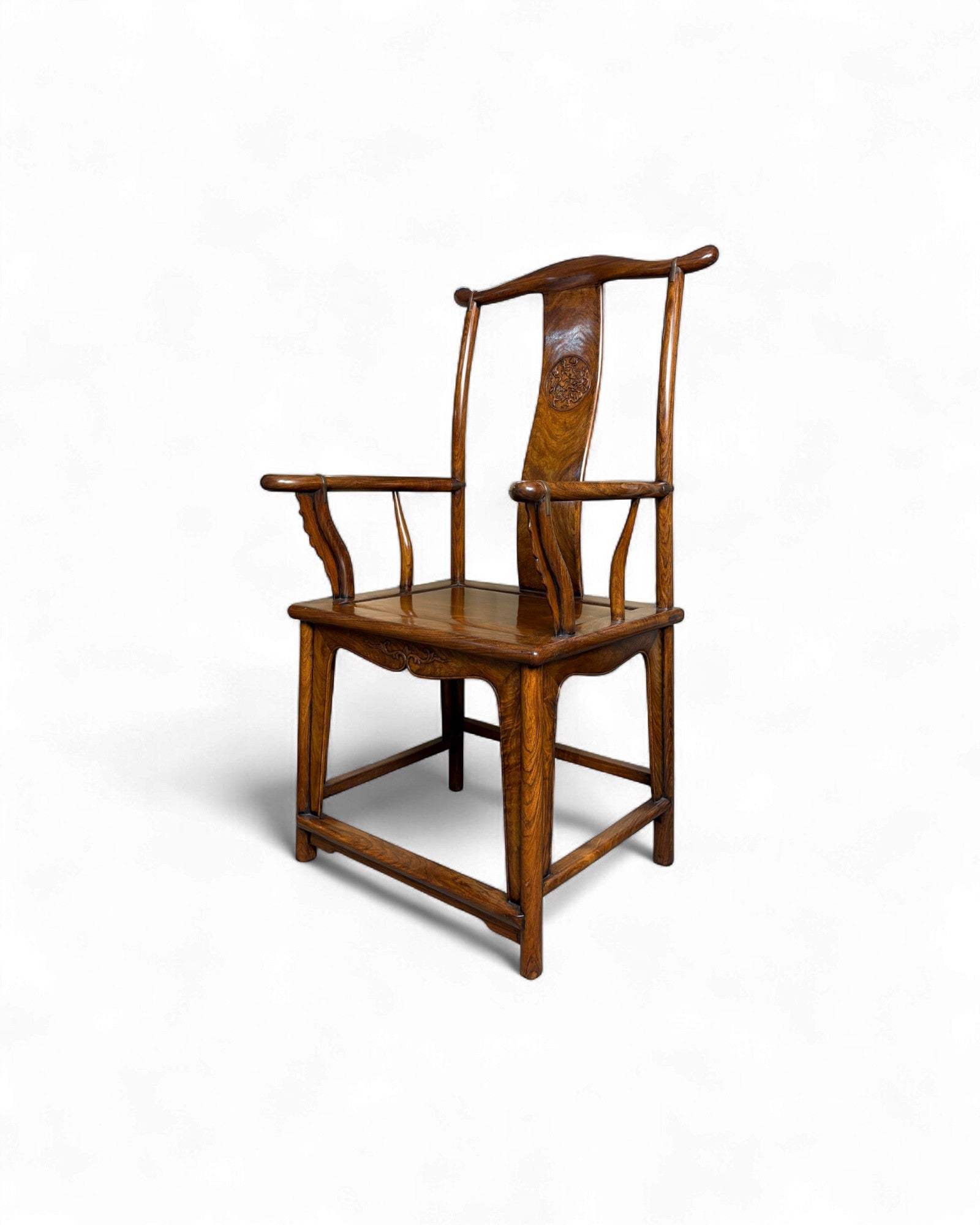 Chinese Official’s Hat Chair in Guan Mao Yi Wood with Carved Roundel - Surround Living - 2