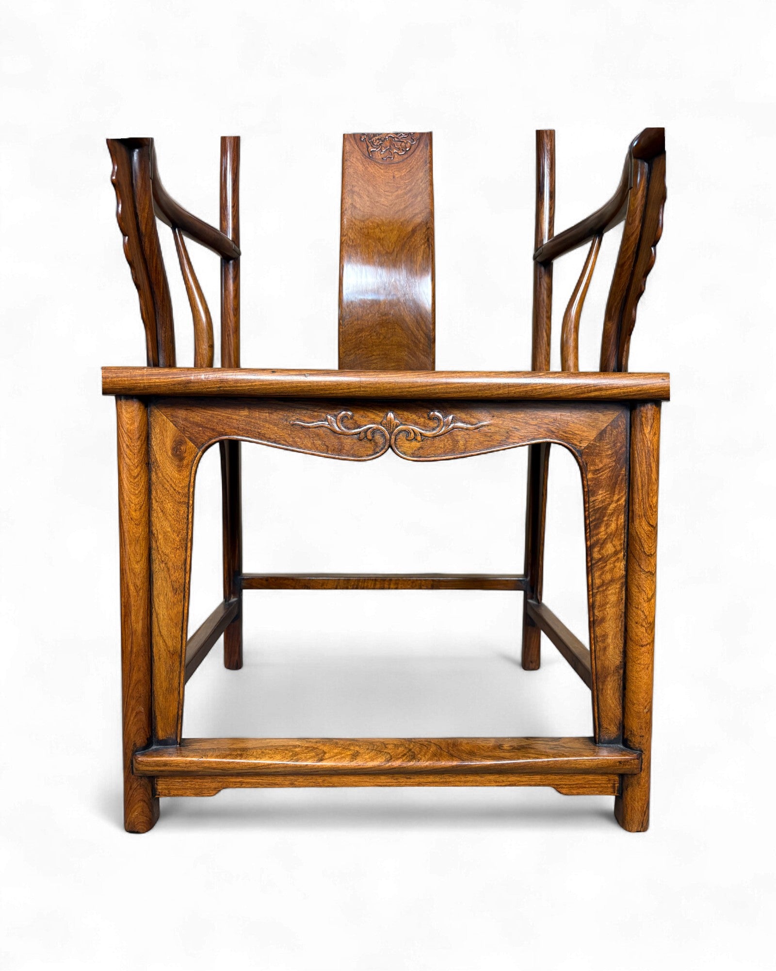 Chinese Official’s Hat Chair in Guan Mao Yi Wood with Carved Roundel - Surround Living - 12