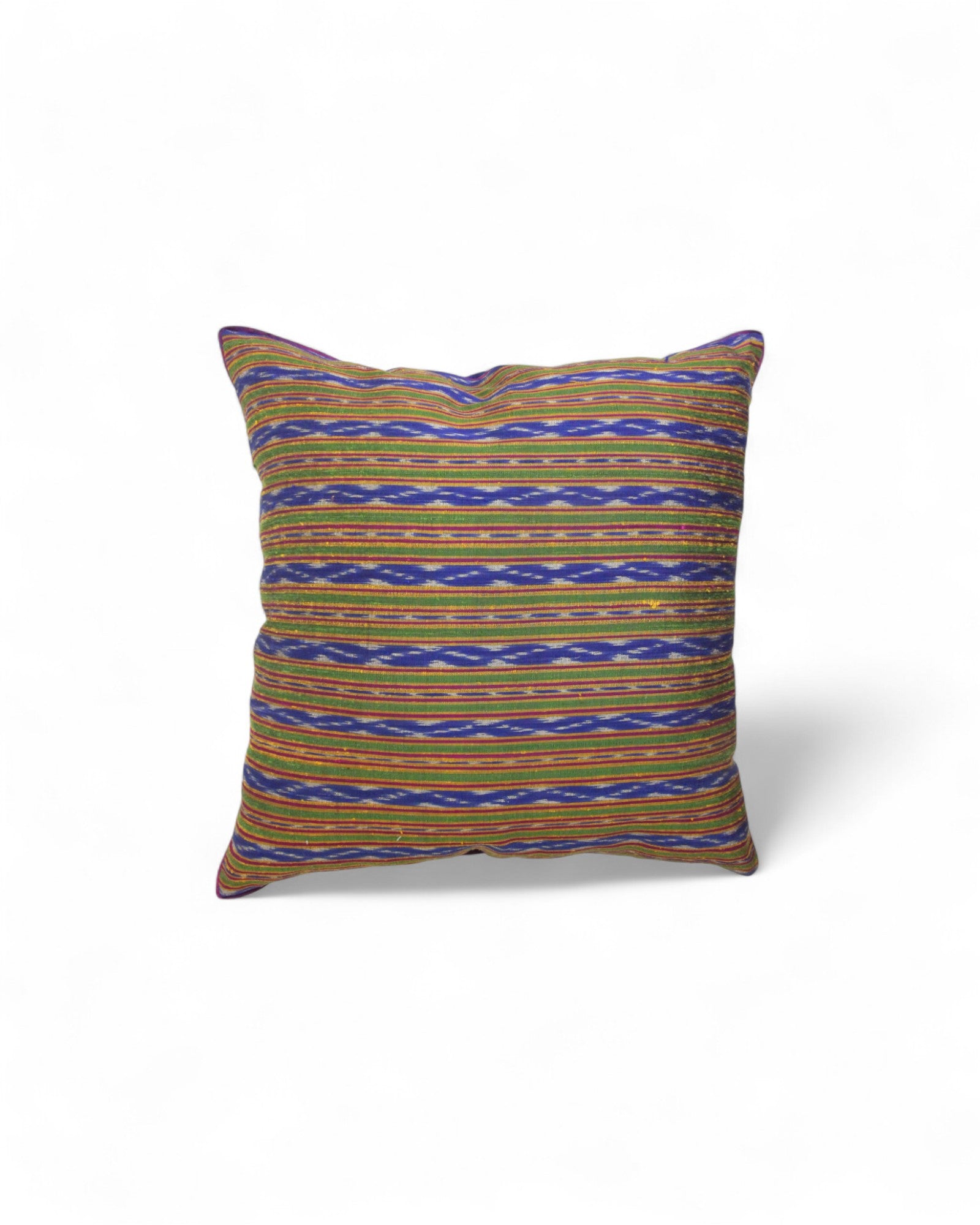 Square Silk Cushion Feat. Silk Piping - Indigo Blue & Grass Green