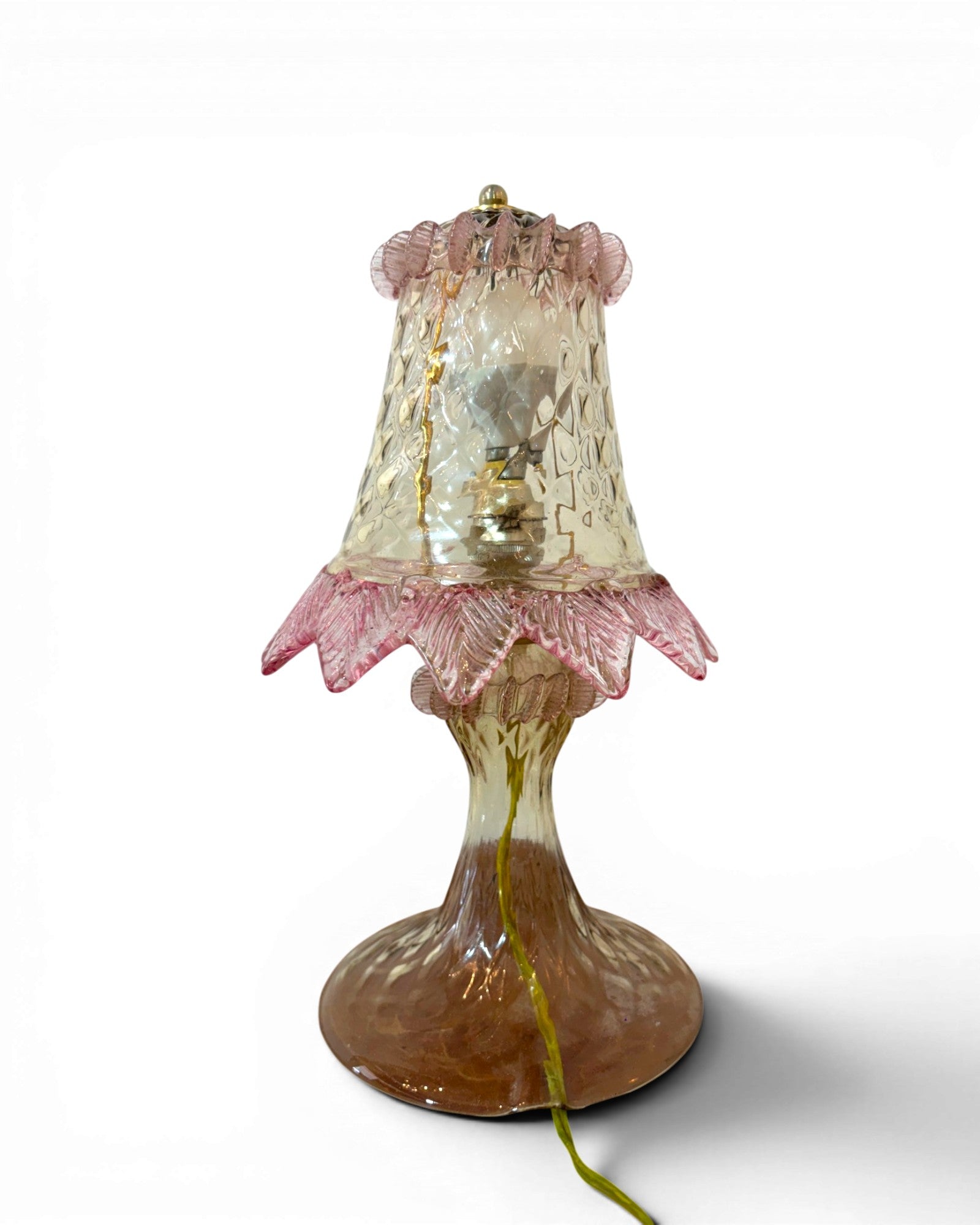 Pink Tinted 1980's Murano Glass Mini Table Lamp - Surround Living - 1
