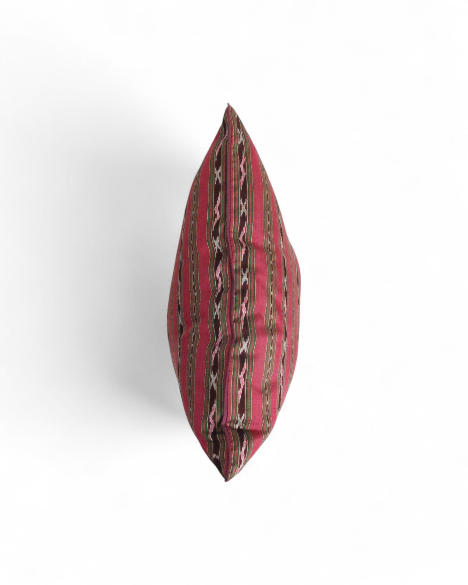 Handwoven Mudmee Silk Feat. Flat Piping Square Cushion - Burgundy
