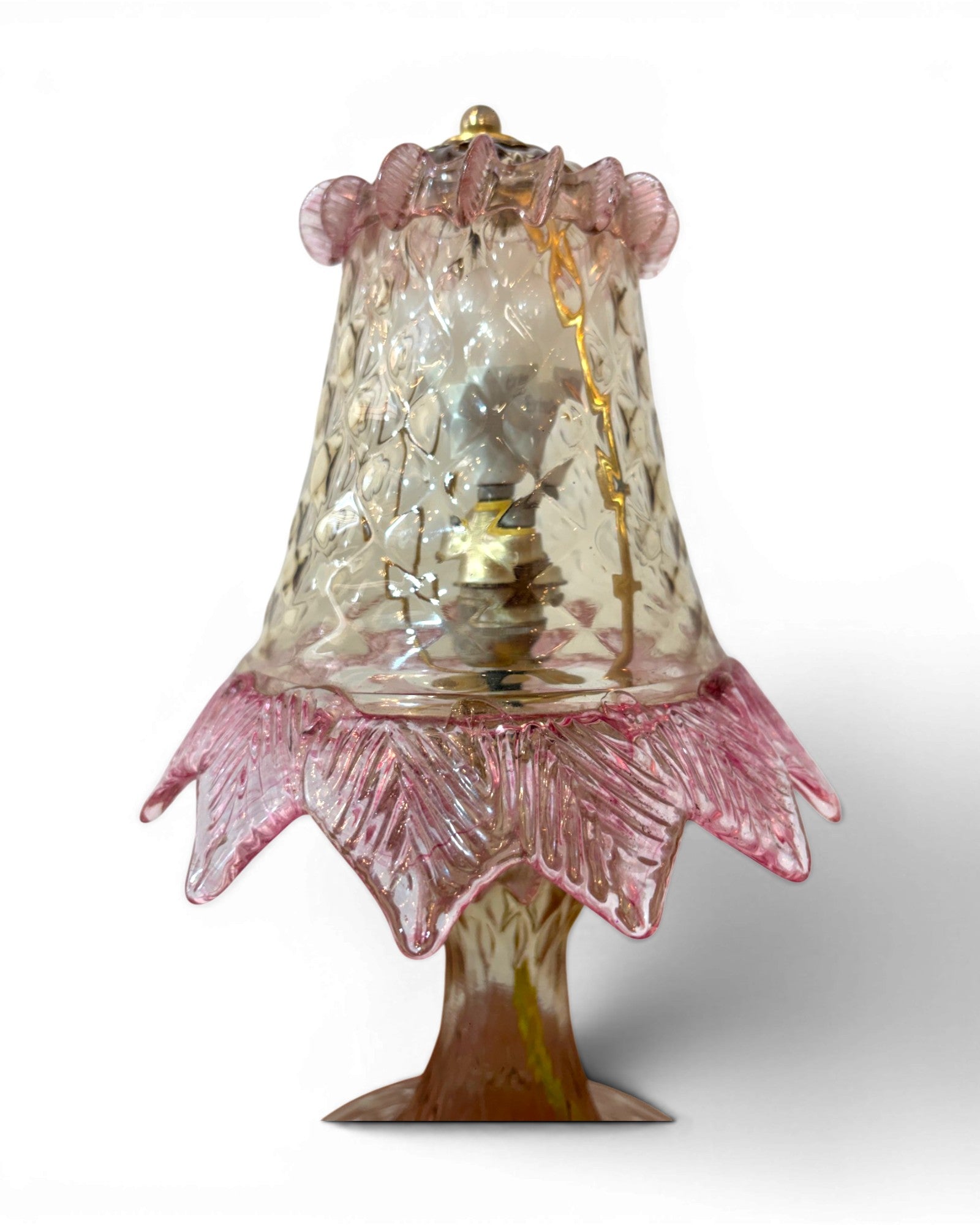 Pink Tinted 1980's Murano Glass Mini Table Lamp - Surround Living - 8