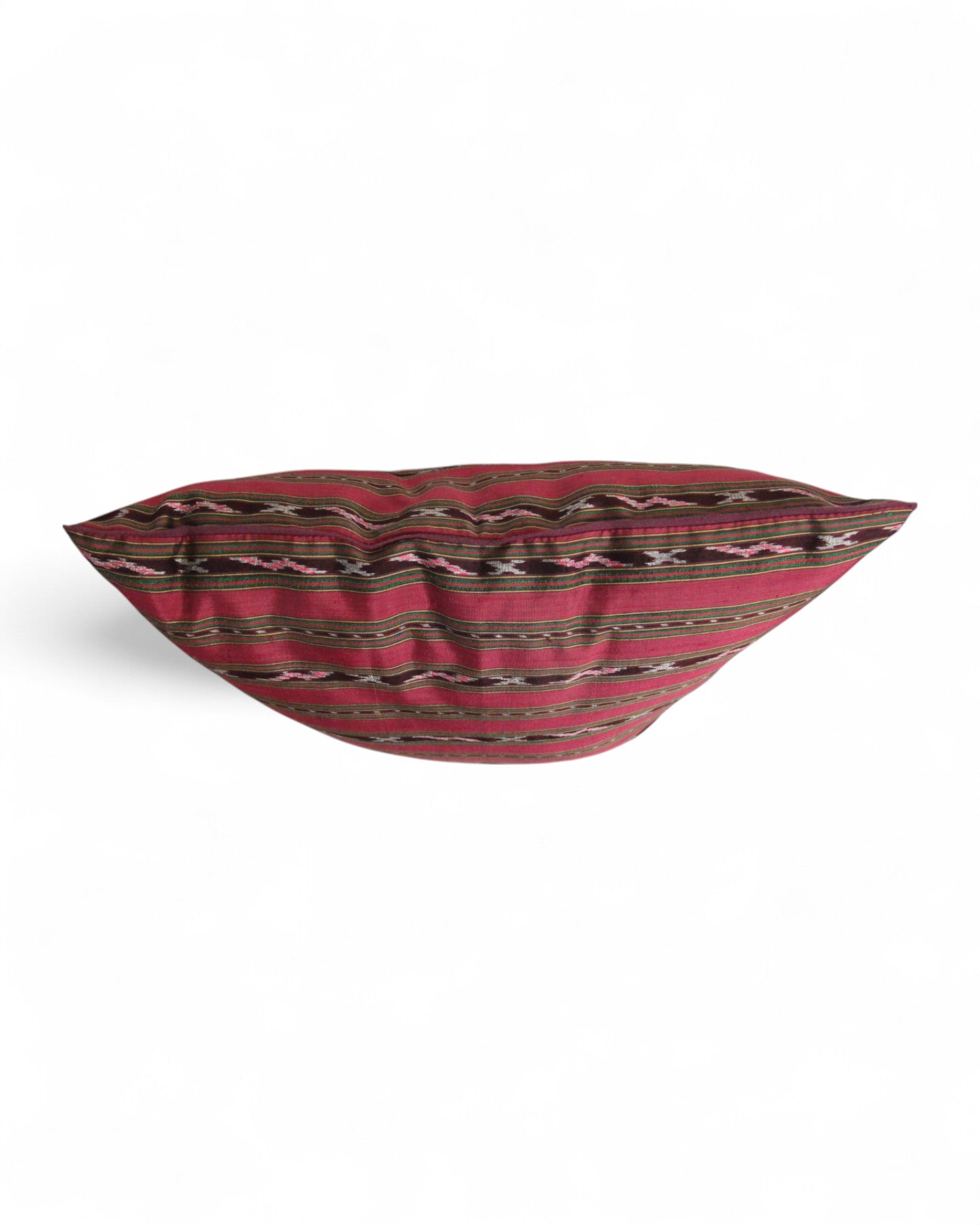 Handwoven Mudmee Silk Feat. Flat Piping Square Cushion - Burgundy