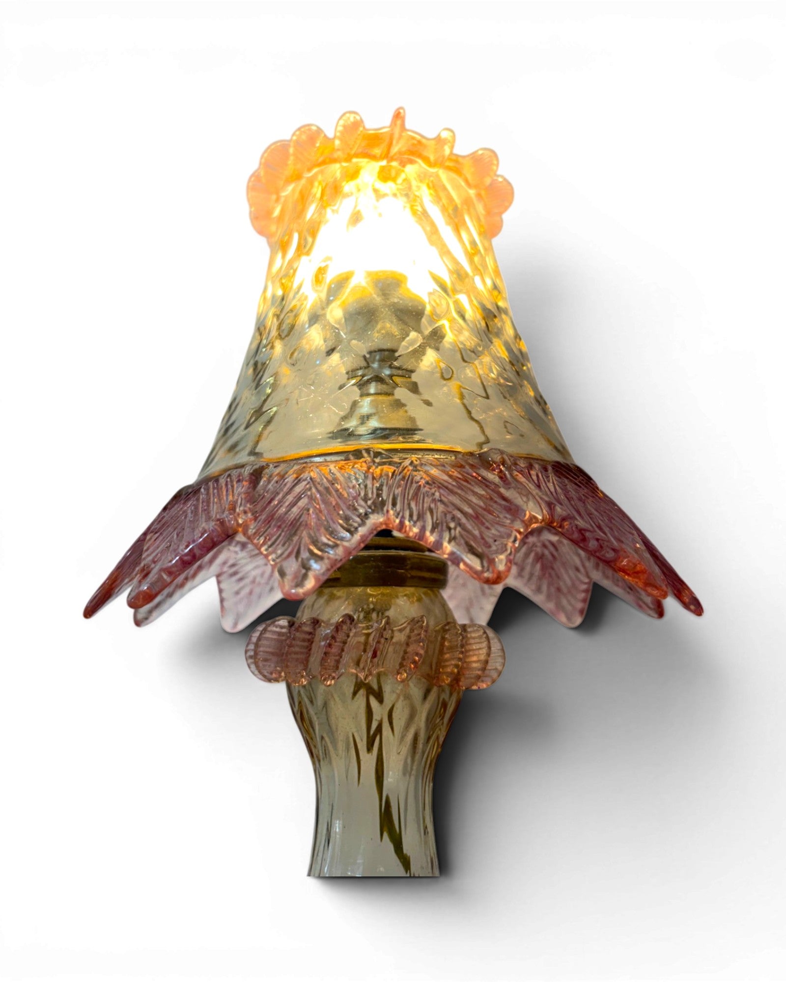 Pink Tinted 1980's Murano Glass Mini Table Lamp - Surround Living - 7