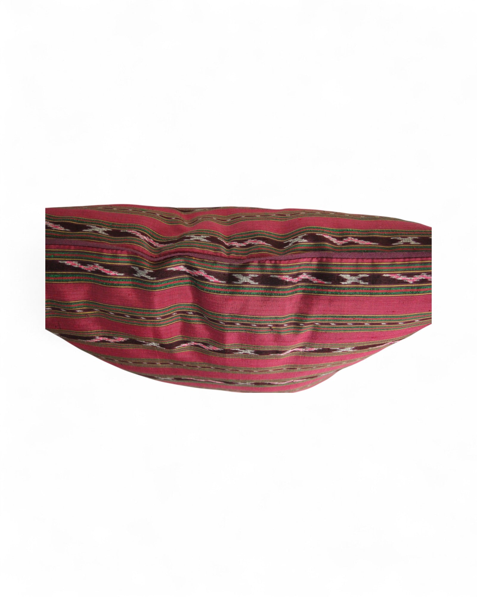 Handwoven Mudmee Silk Feat. Flat Piping Square Cushion - Burgundy