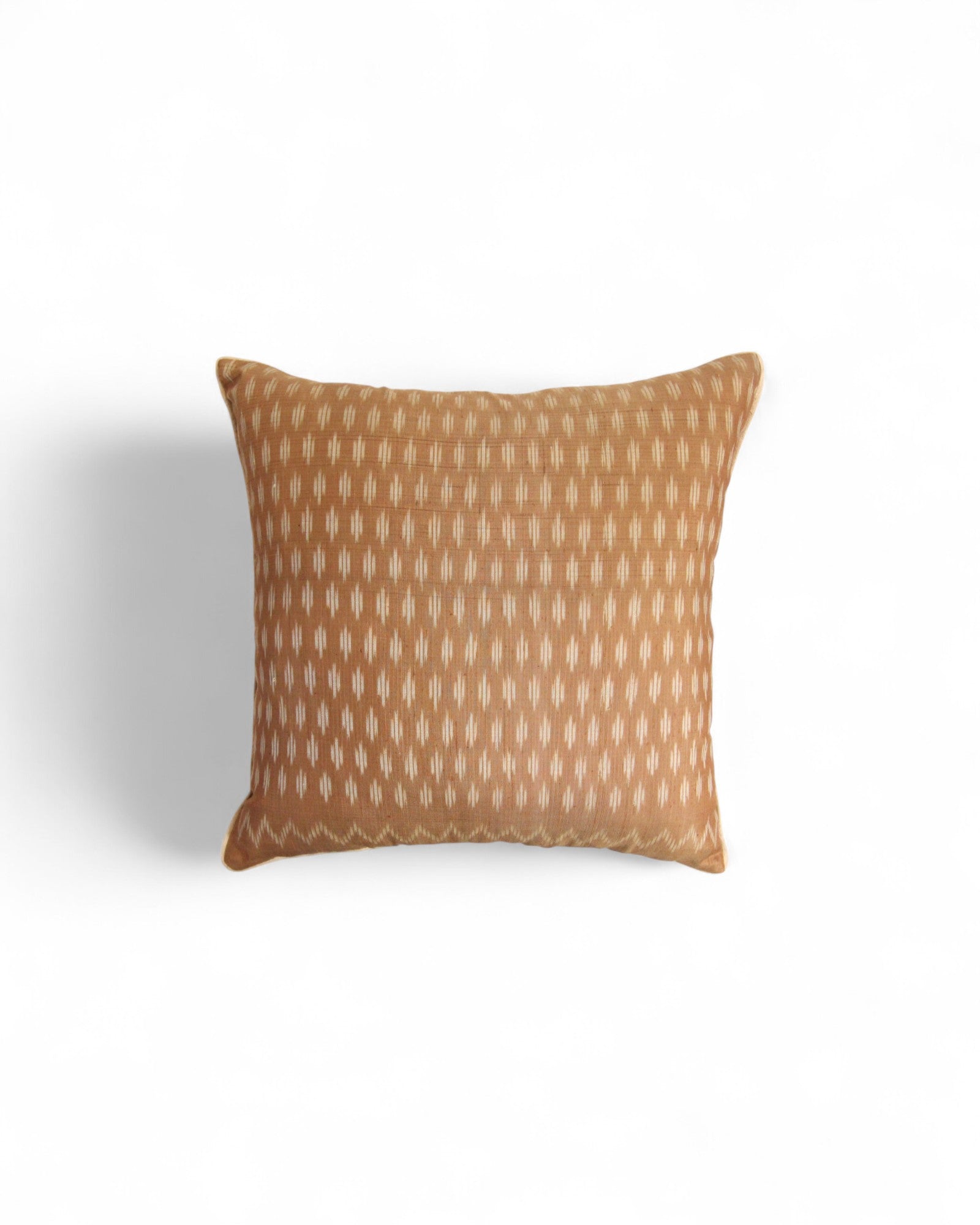 Handwoven Mudmee Silk Feat. Flat Piping Square Cushion - Beige Marble