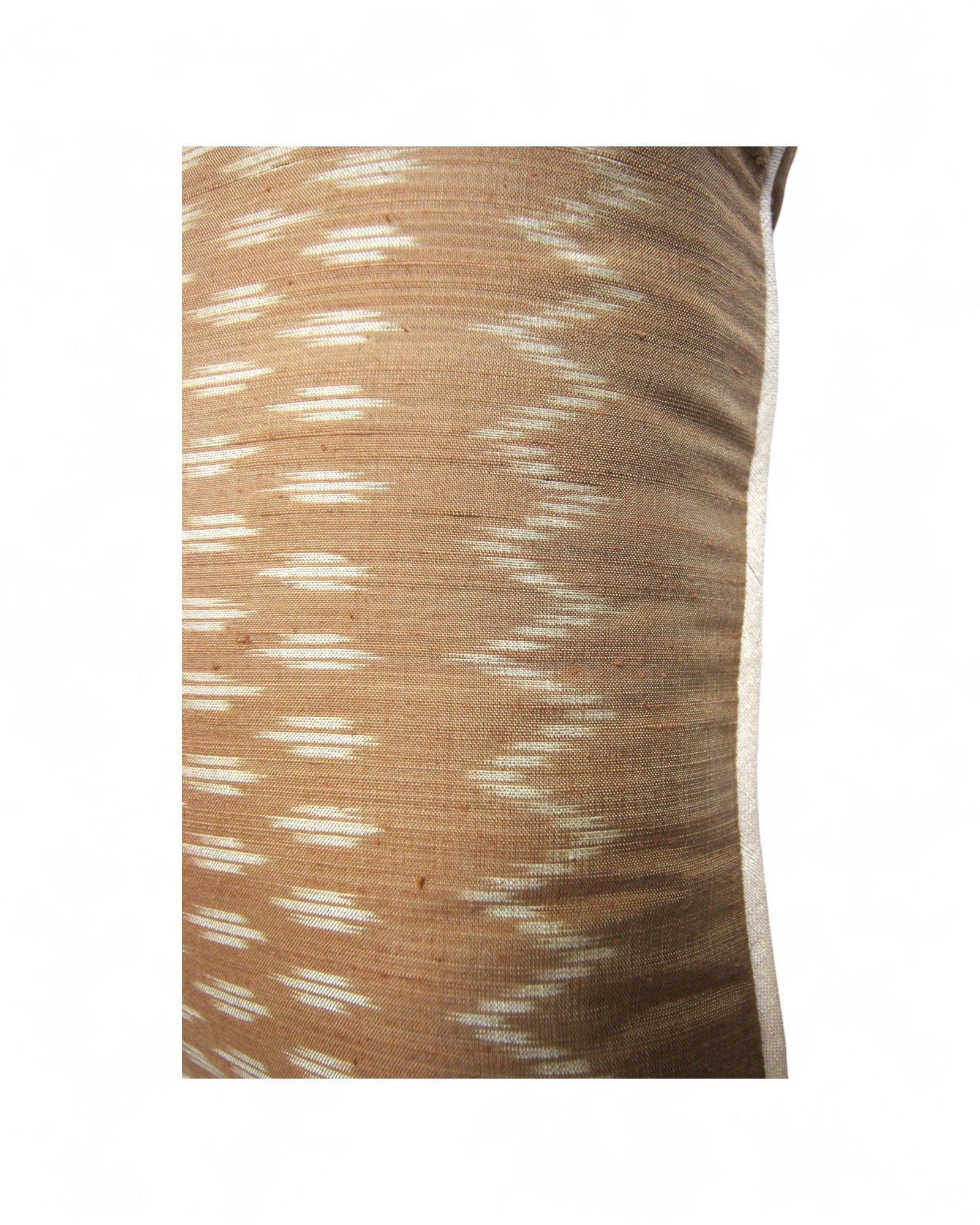 Handwoven Mudmee Silk Feat. Flat Piping Square Cushion - Beige Marble