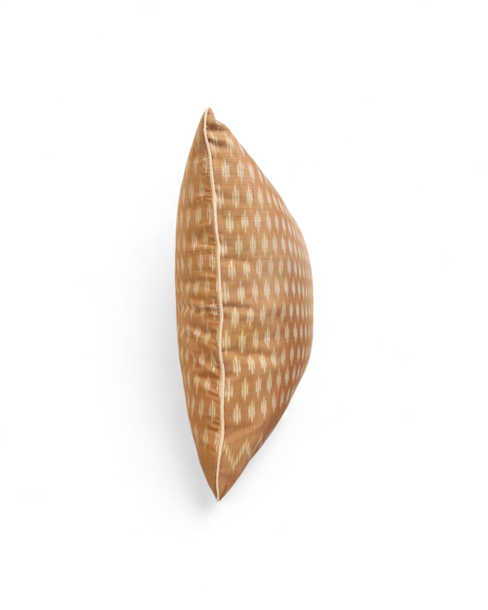 Handwoven Mudmee Silk Feat. Flat Piping Square Cushion - Beige Marble