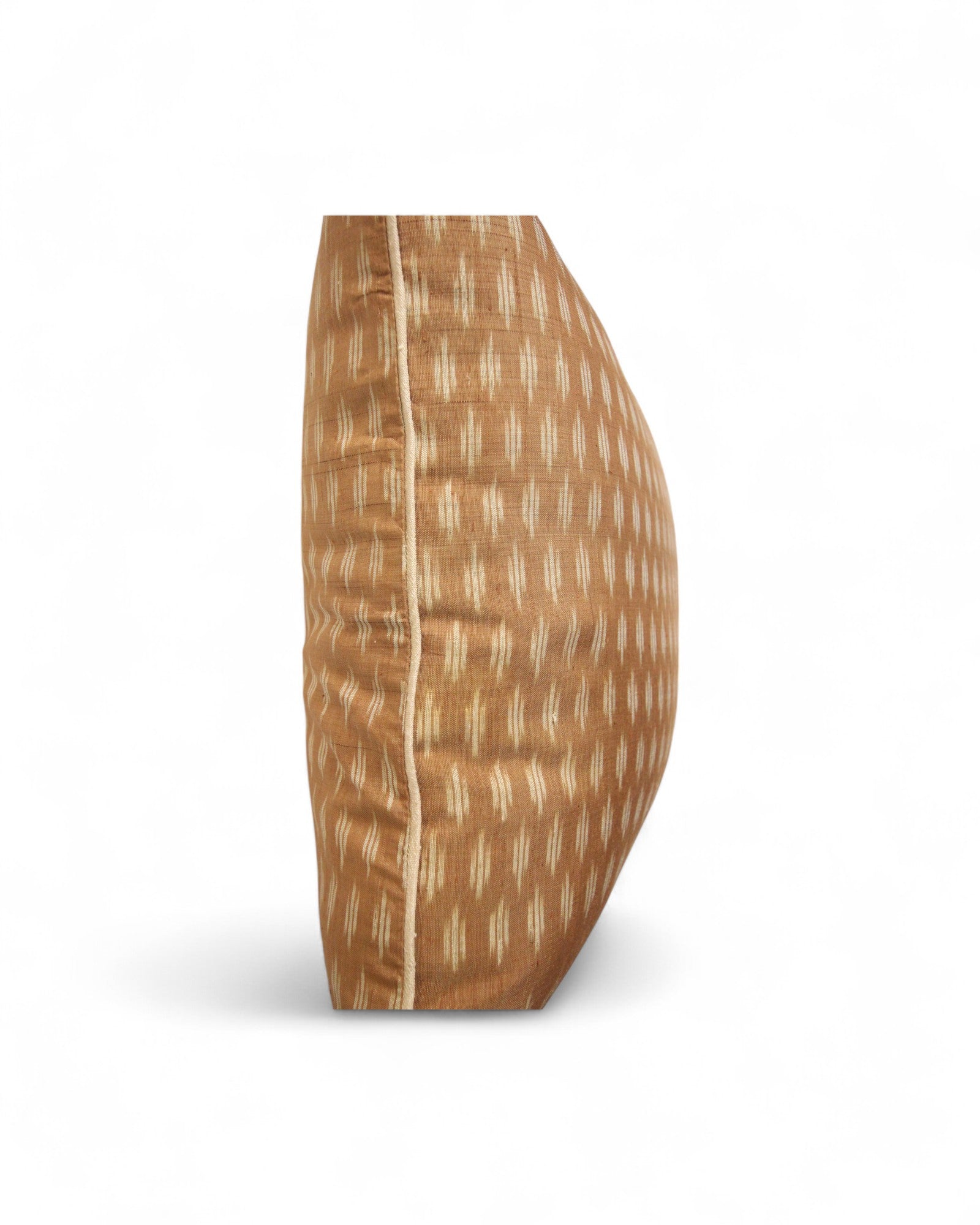 Handwoven Mudmee Silk Feat. Flat Piping Square Cushion - Beige Marble