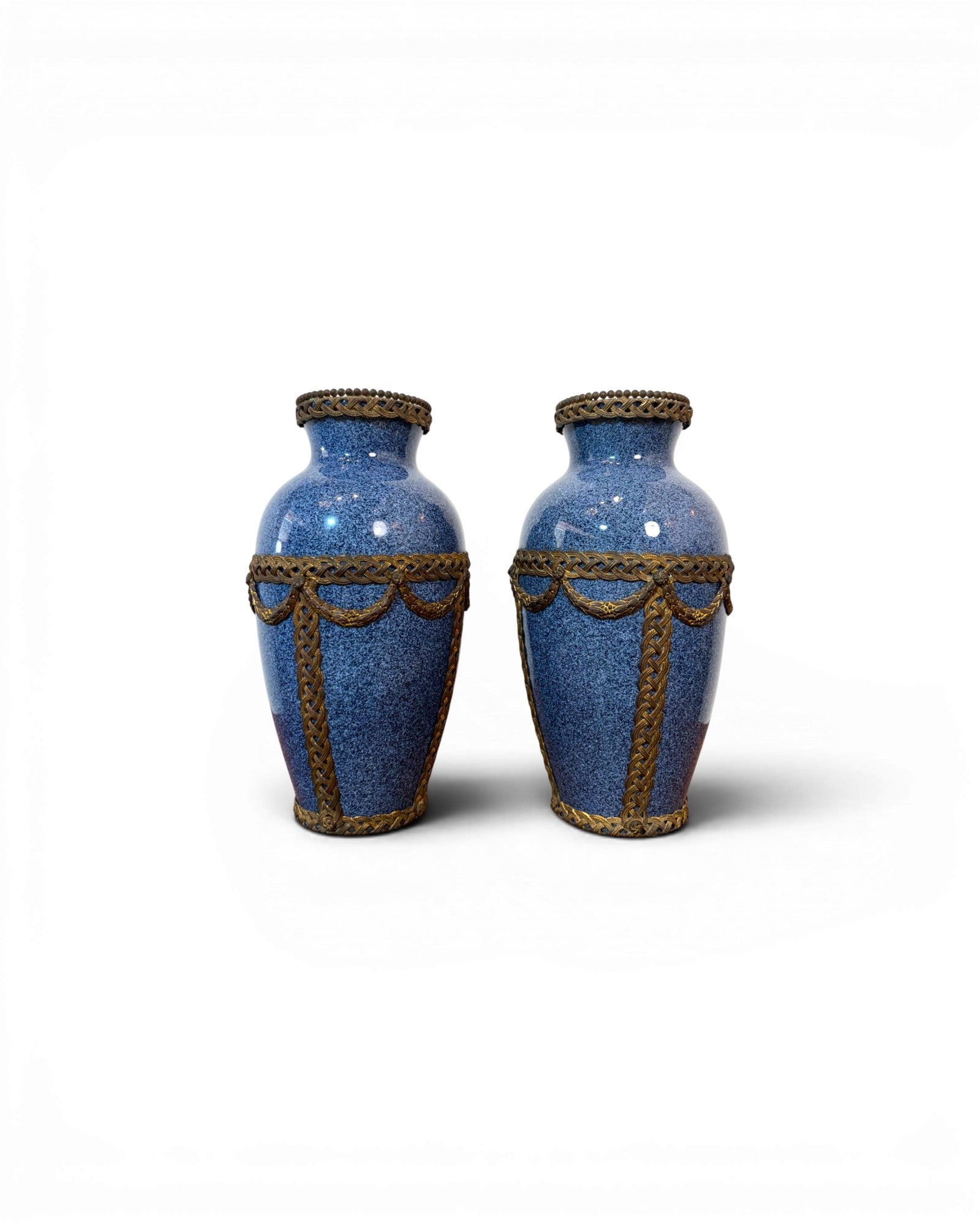 Pair of Blue Louis XV Style Ceramic Pots