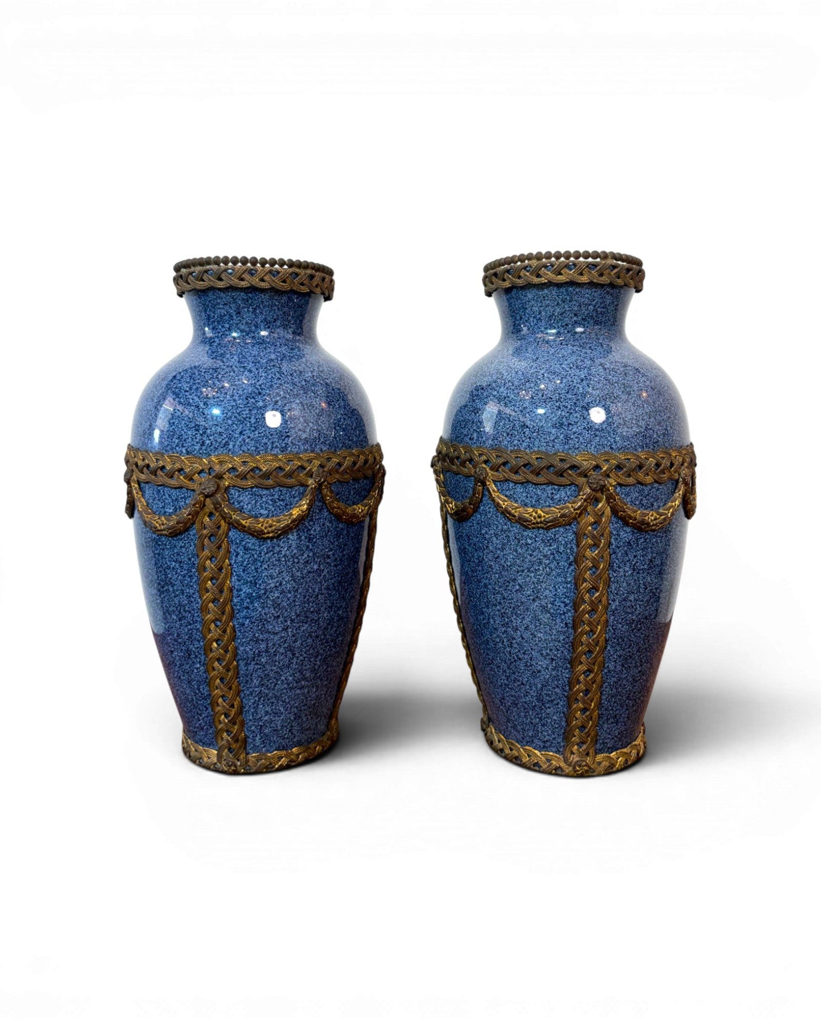 Pair of Blue Louis XV Style Ceramic Pots