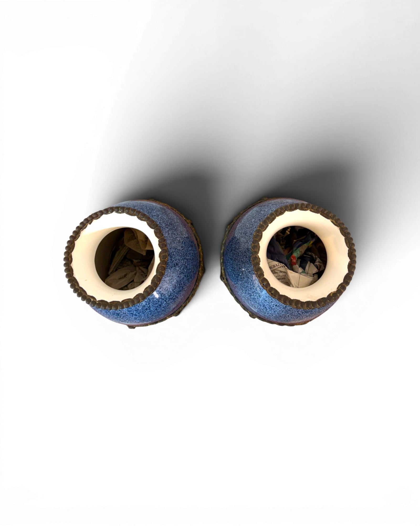 Pair of Blue Louis XV Style Ceramic Pots