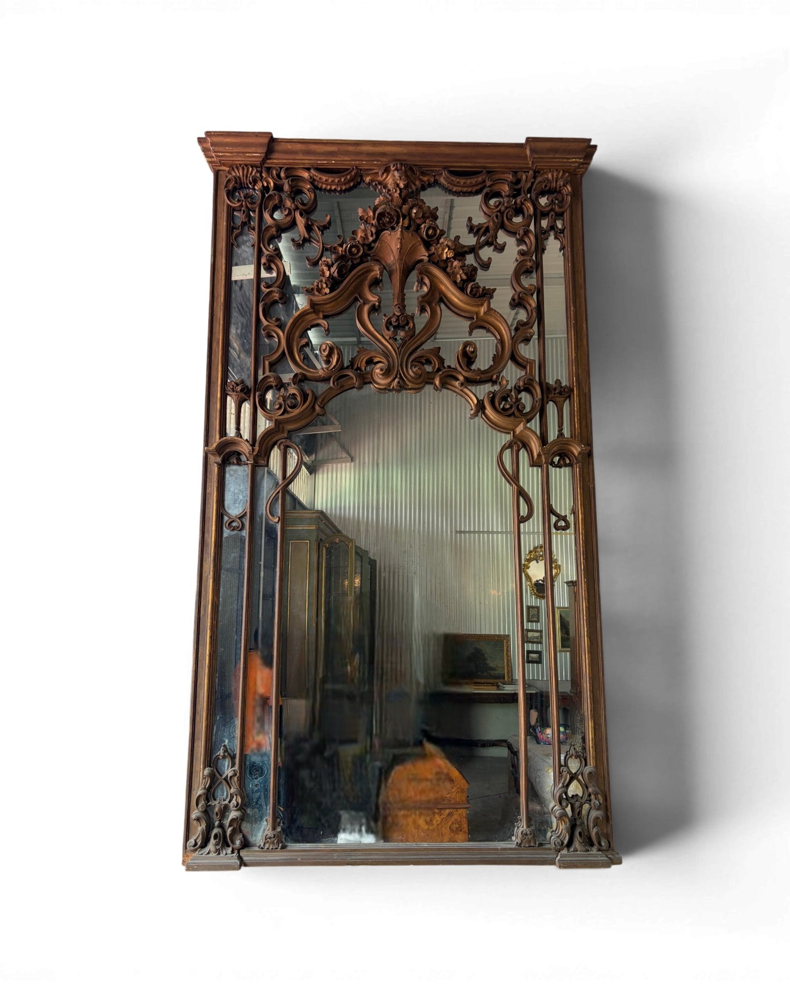 Louis XV Bronze Finish Large Trumeau Mirror