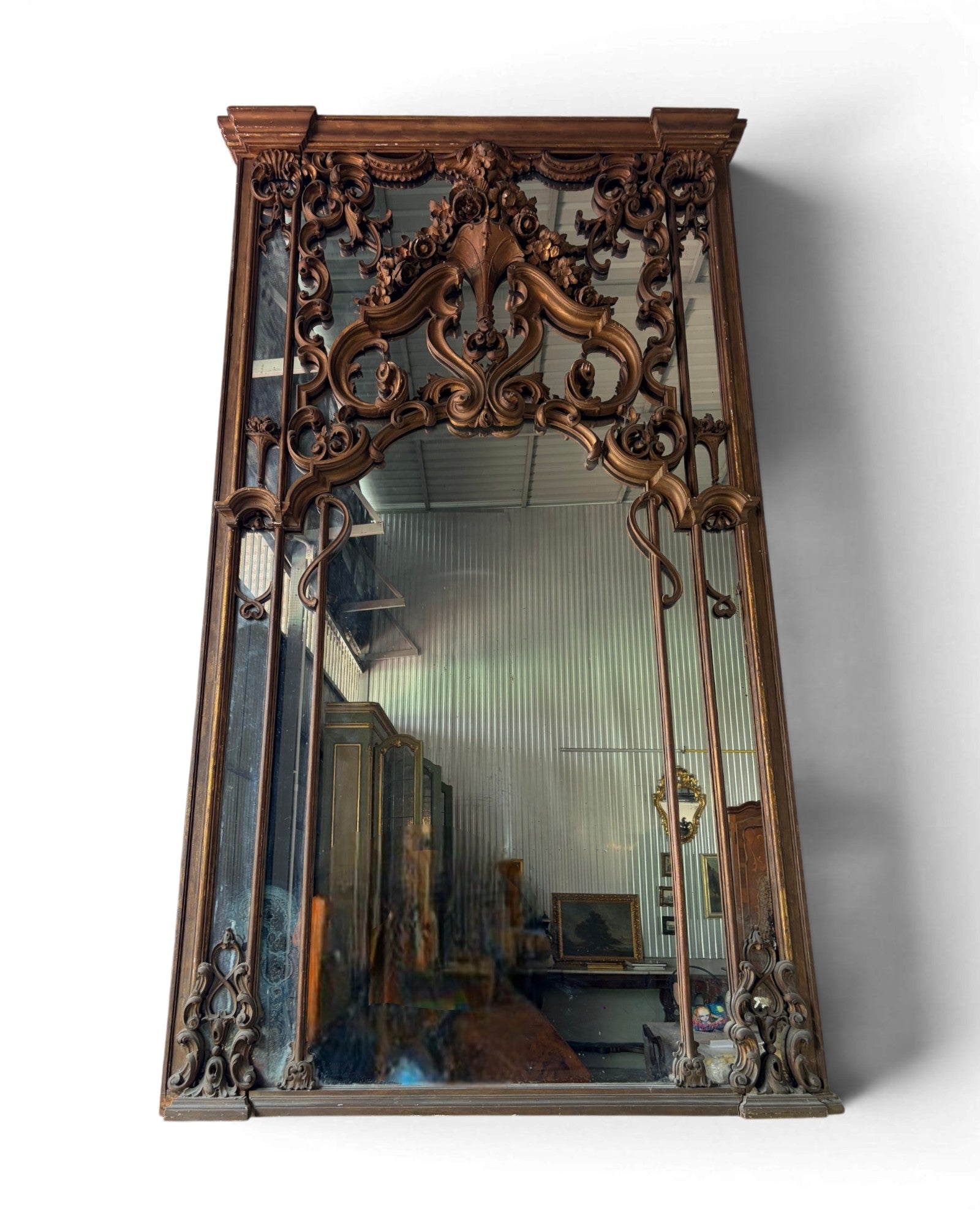 Louis XV Bronze Finish Large Trumeau Mirror