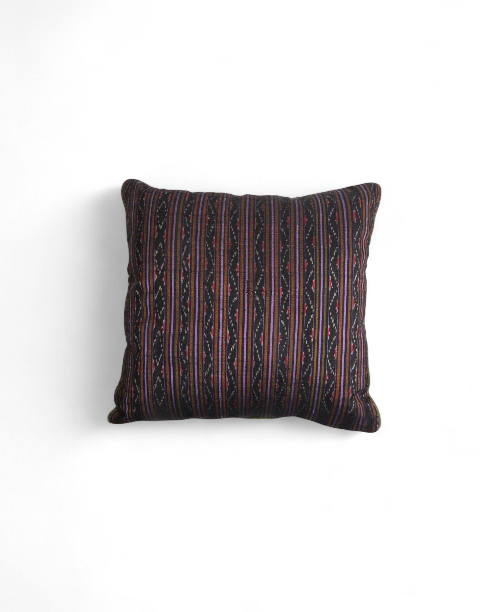 Handwoven Mudmee Silk Feat. Flat Piping Square Cushion - Dark Purple