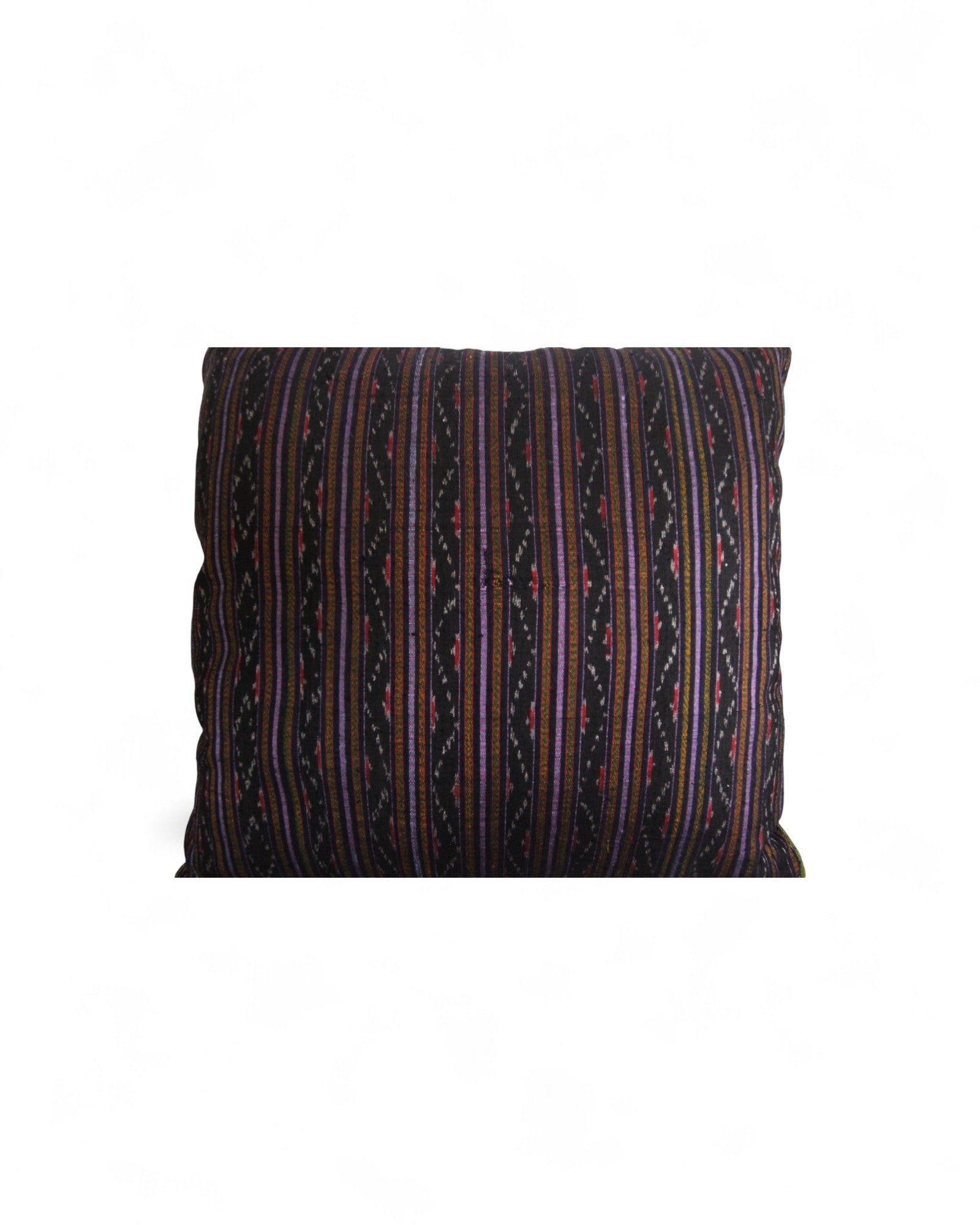 Handwoven Mudmee Silk Feat. Flat Piping Square Cushion - Dark Purple