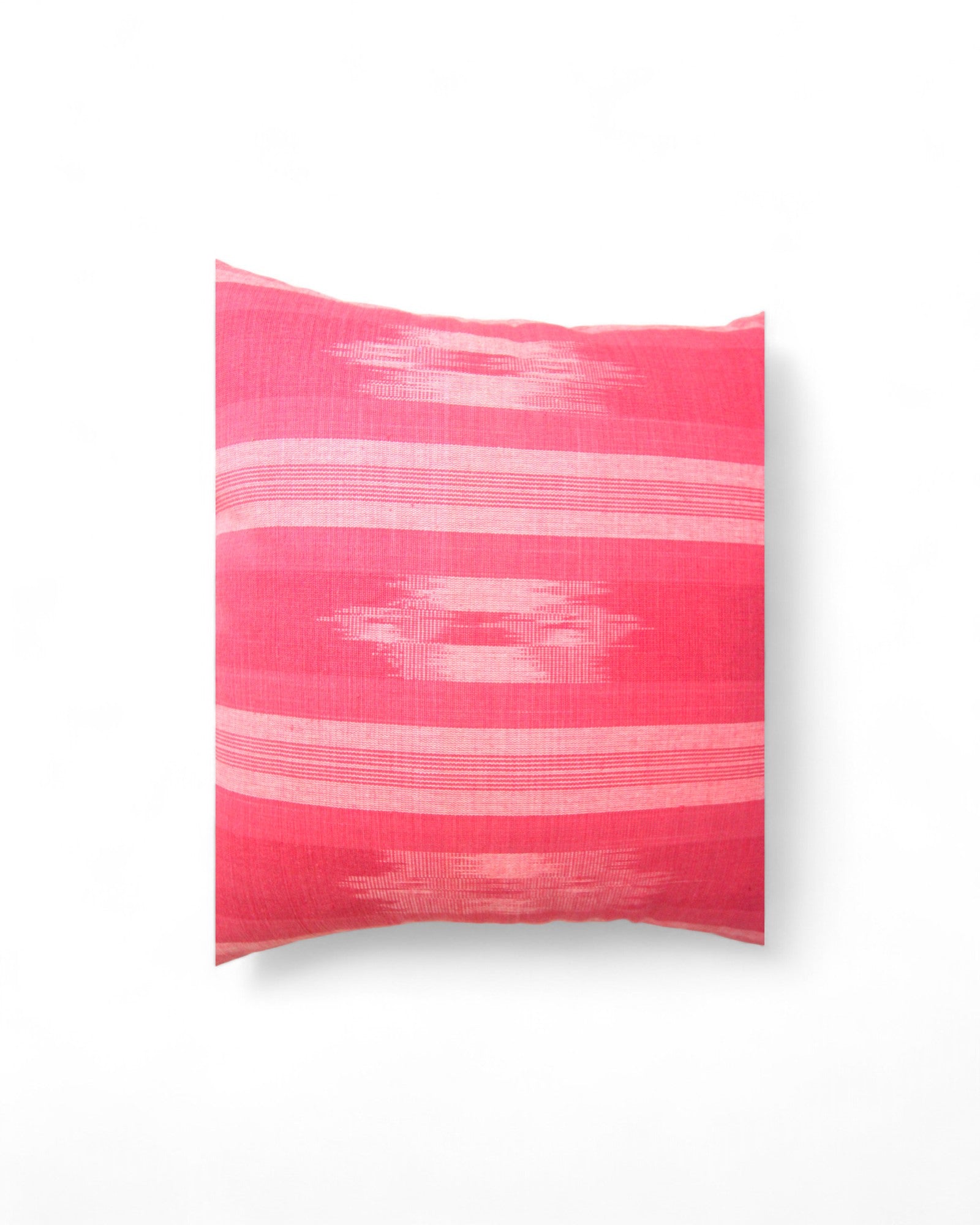Warp Handwoven Mudmee Cotton Fabric Square Cushion - Pink