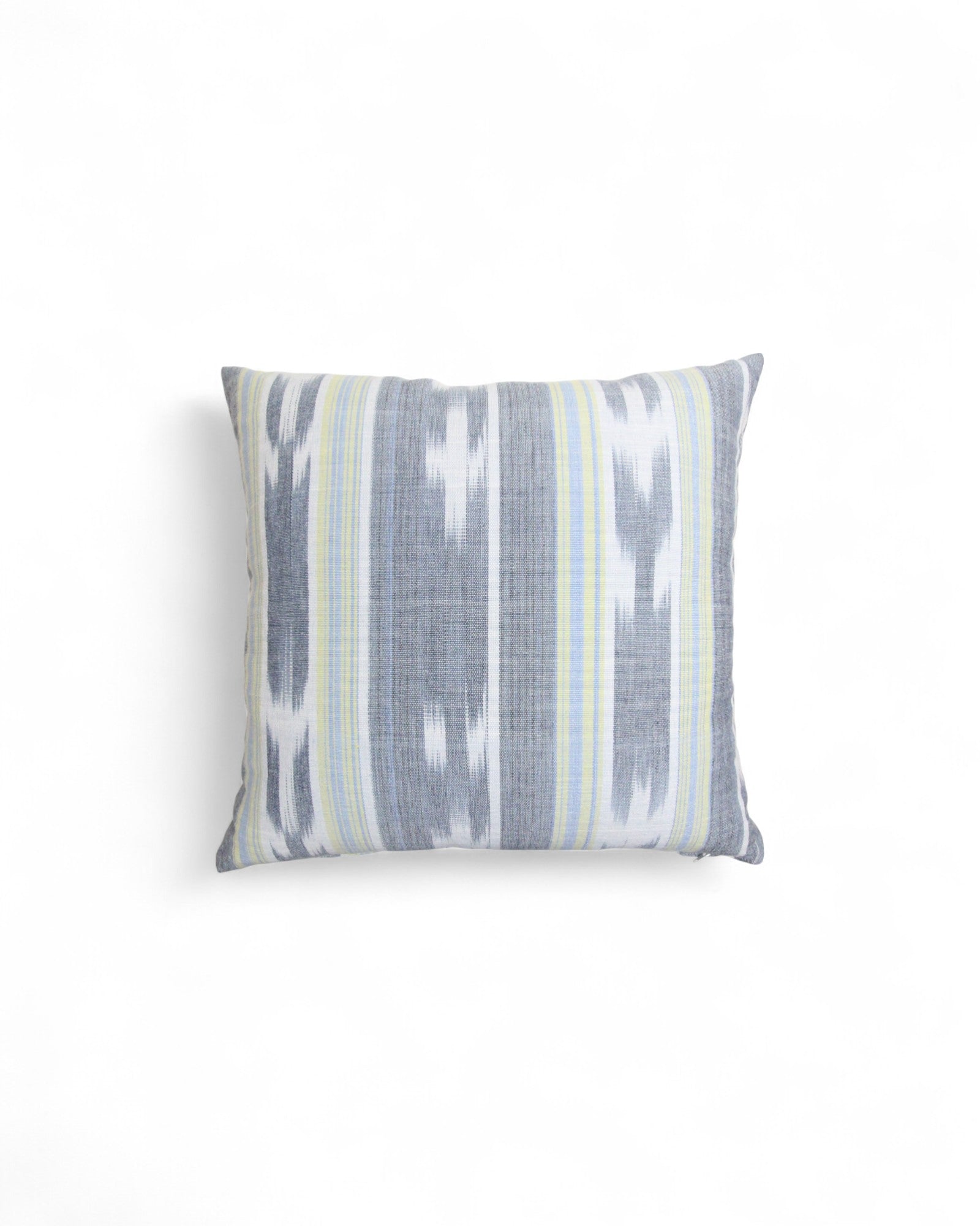 Warp Handwoven Mudmee Cotton Fabric Square Cushion - Pastel Blue & Green