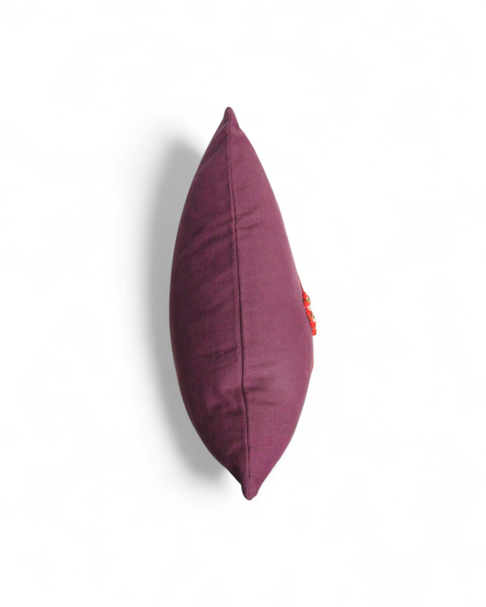Lumbar Cushion Feat. Indigo Wax Print Lumbar Cushion Embroidered "Flowers" - Magenta