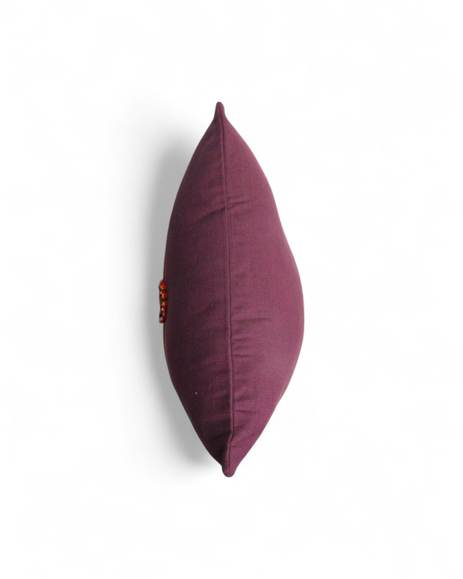 Lumbar Cushion Feat. Indigo Wax Print Lumbar Cushion Embroidered "Flowers" - Magenta