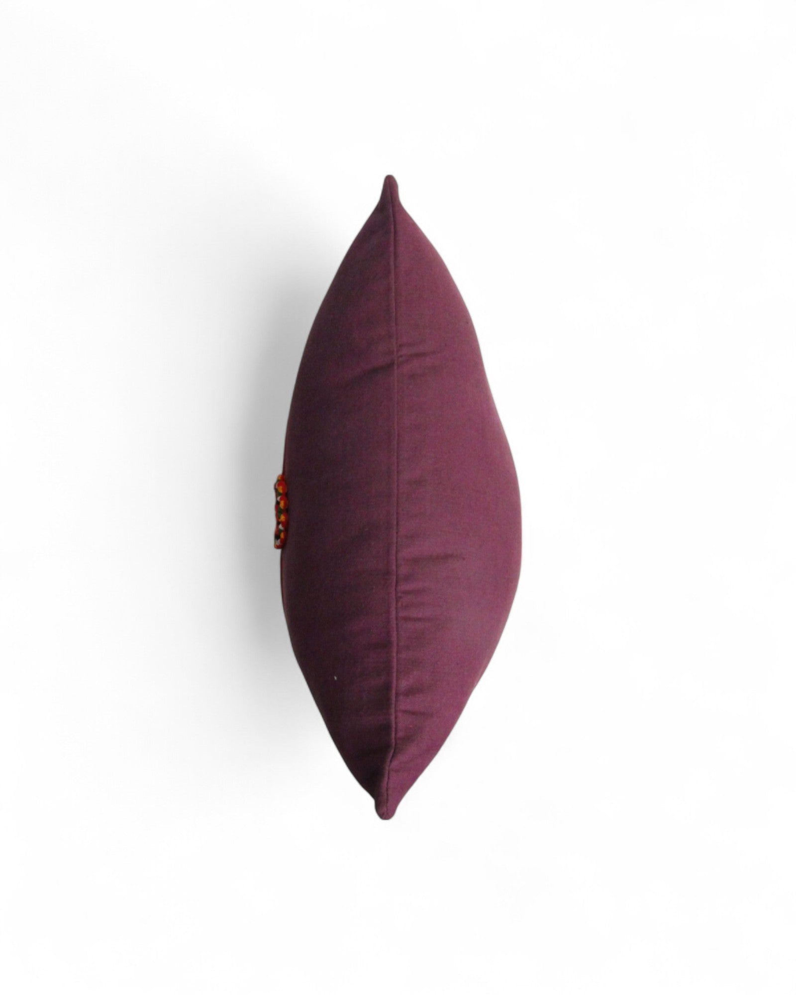 Lumbar Cushion Feat. Indigo Wax Print Lumbar Cushion Embroidered "Flowers" - Magenta