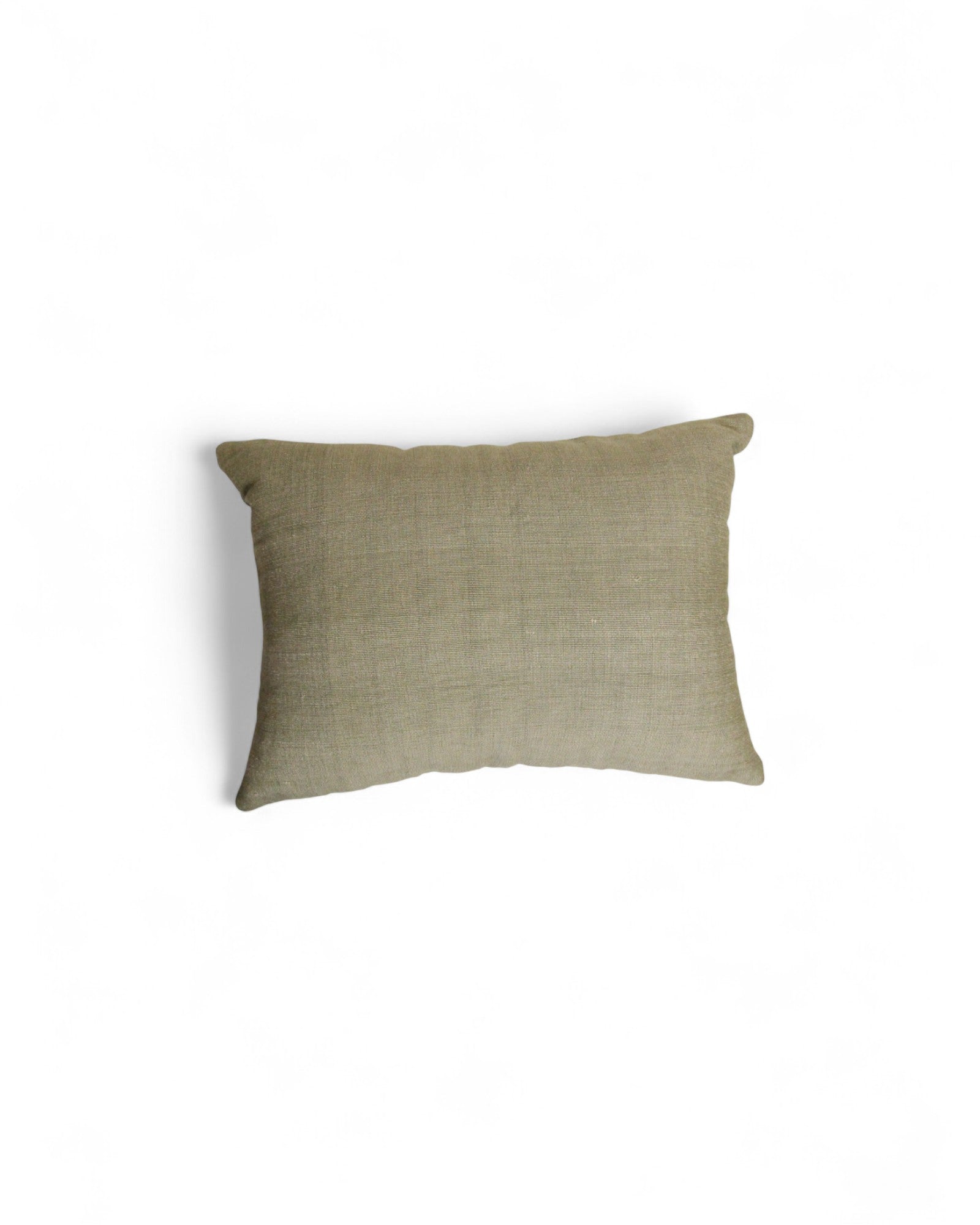 Lumbar Cushion Feat. Indigo Wax Print, Red Embroidered "Flowers" - Green