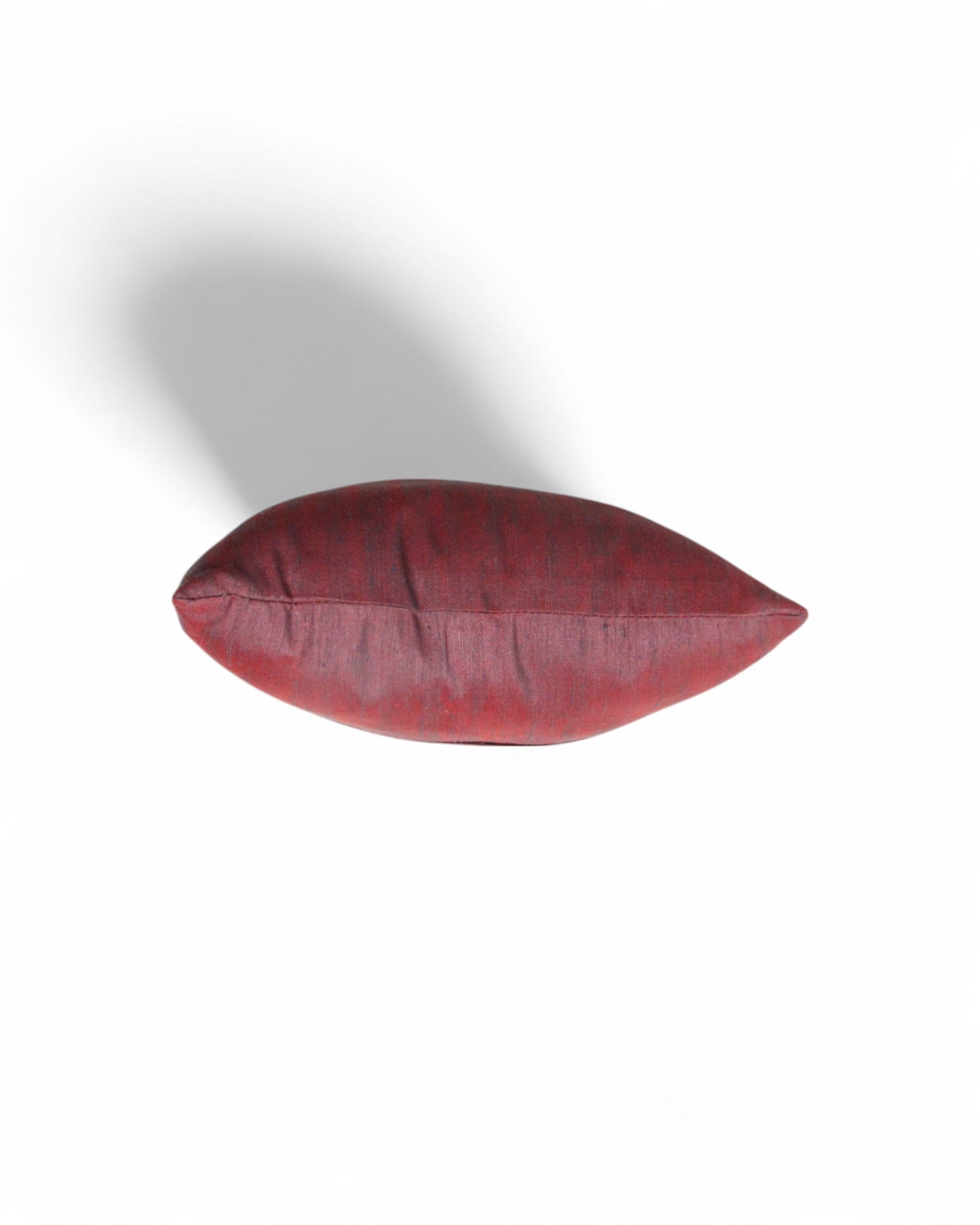Lumbar Cushion in Handwoven Silk & Mudmee Silk Centre - Maroon Silk