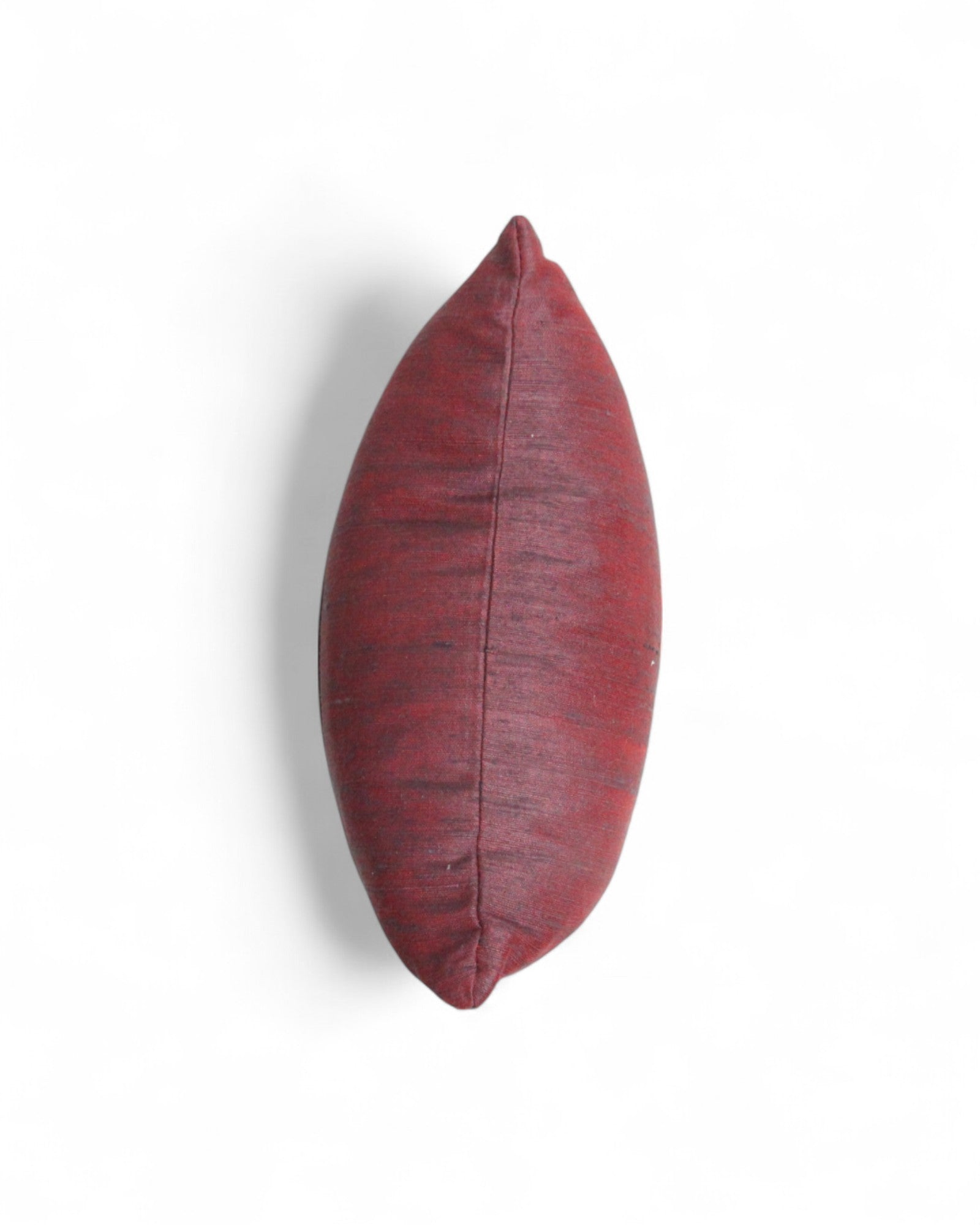 Lumbar Cushion in Handwoven Silk & Mudmee Silk Centre - Maroon Silk