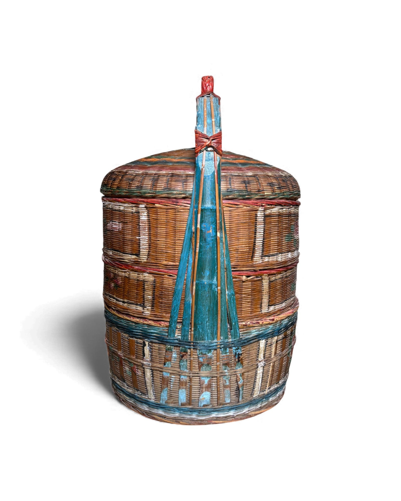 Stacked Woven Basket Carrier (Multi - Tiered lidded basket) 4 Tiers - Surround Living - 3