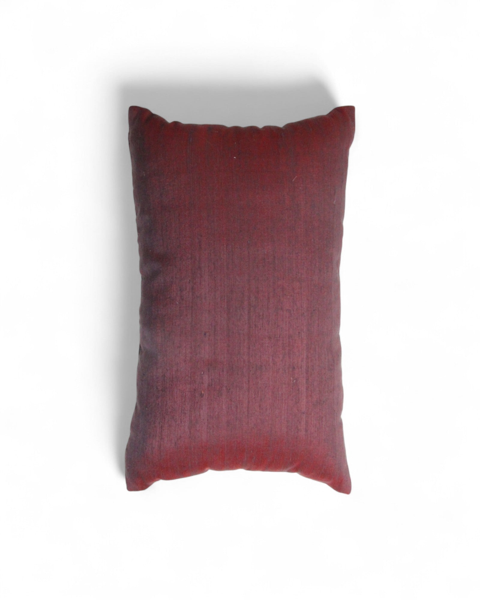 Lumbar Cushion in Handwoven Silk & Mudmee Silk Centre - Maroon Silk