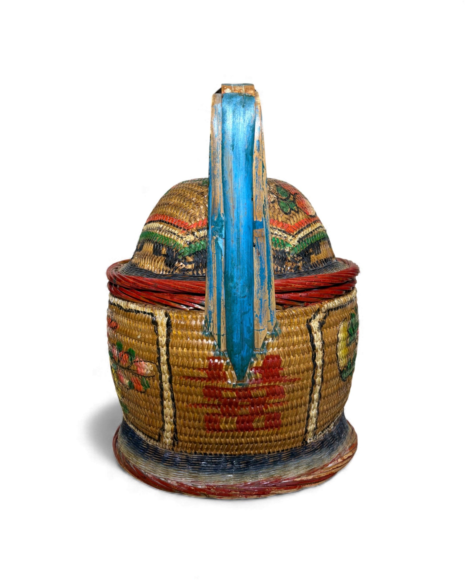 Decorated Woven Lidded Basket with Handle M - Surround Living - 3