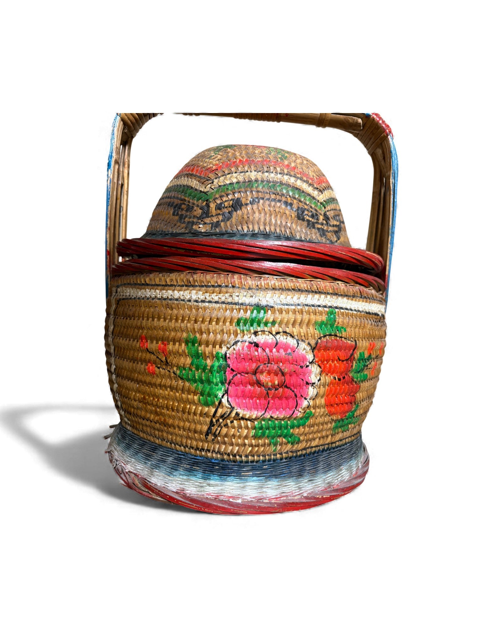 Decorated Woven Lidded Basket with Handle S - Surround Living - 3