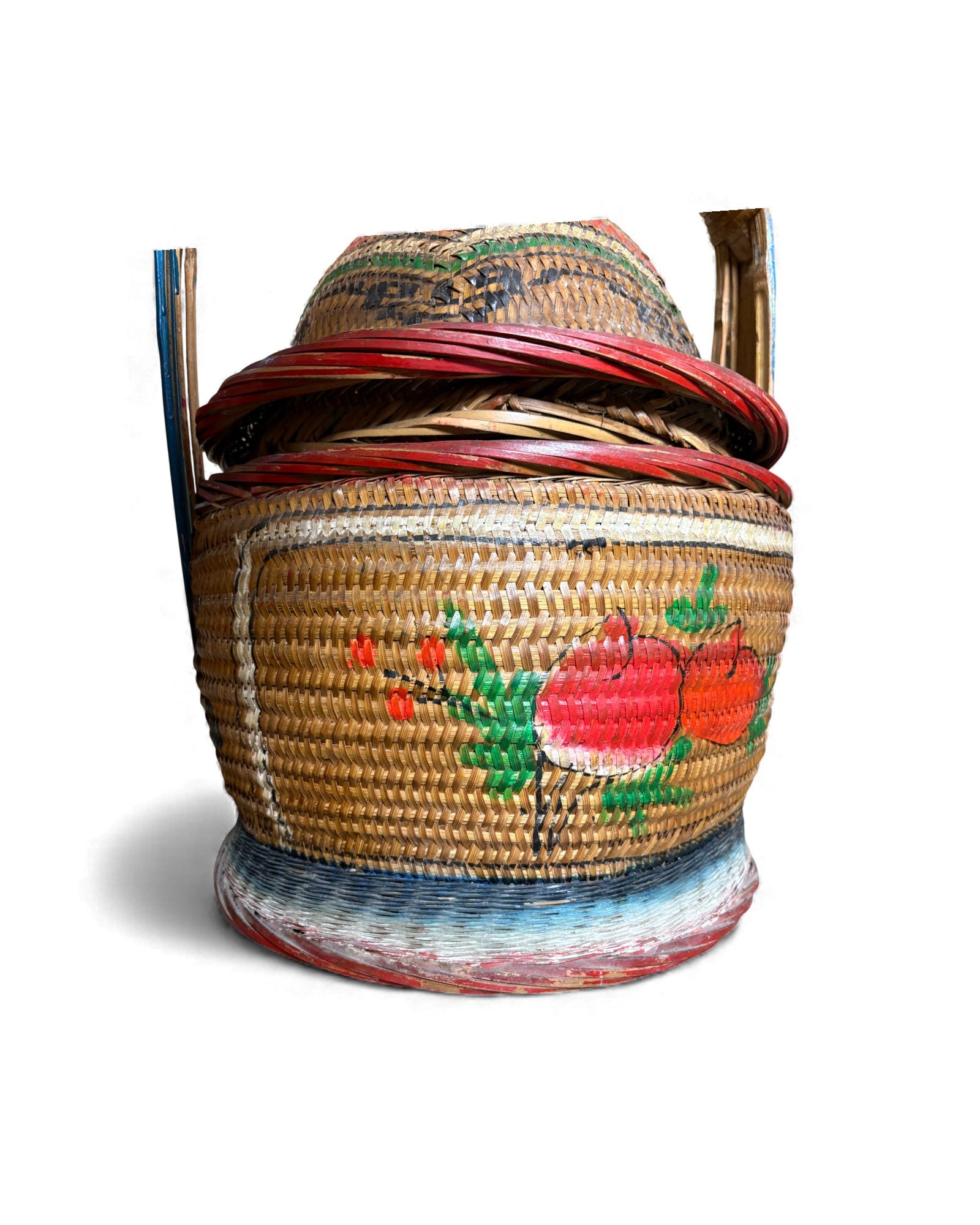 Decorated Woven Lidded Basket with Handle S - Surround Living - 6