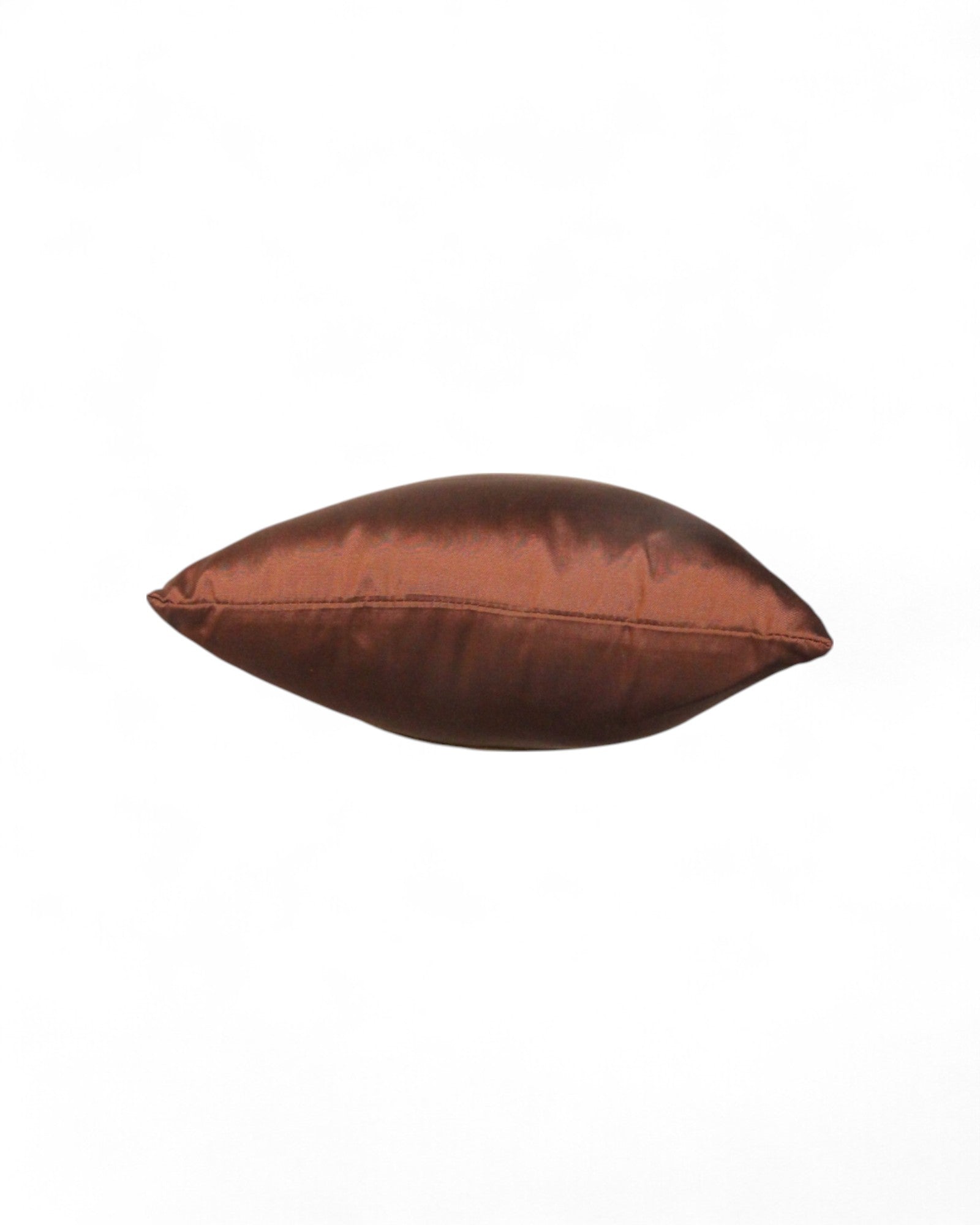 Lumbar Cushion in Handwoven Silk & Mudmee Silk Centre - Chocolate Brown, Green Lining