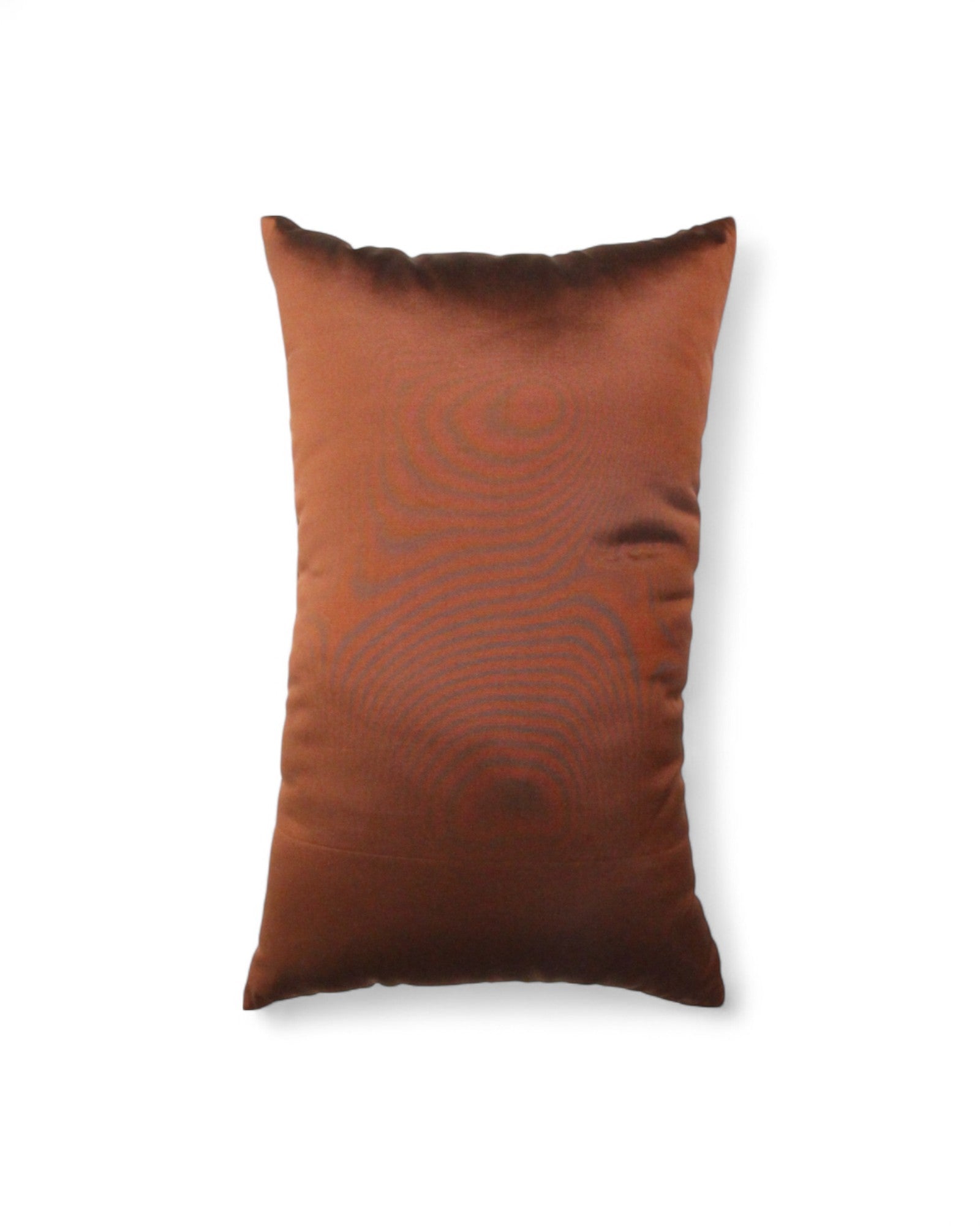 Lumbar Cushion in Handwoven Silk & Mudmee Silk Centre - Chocolate Brown, Green Lining