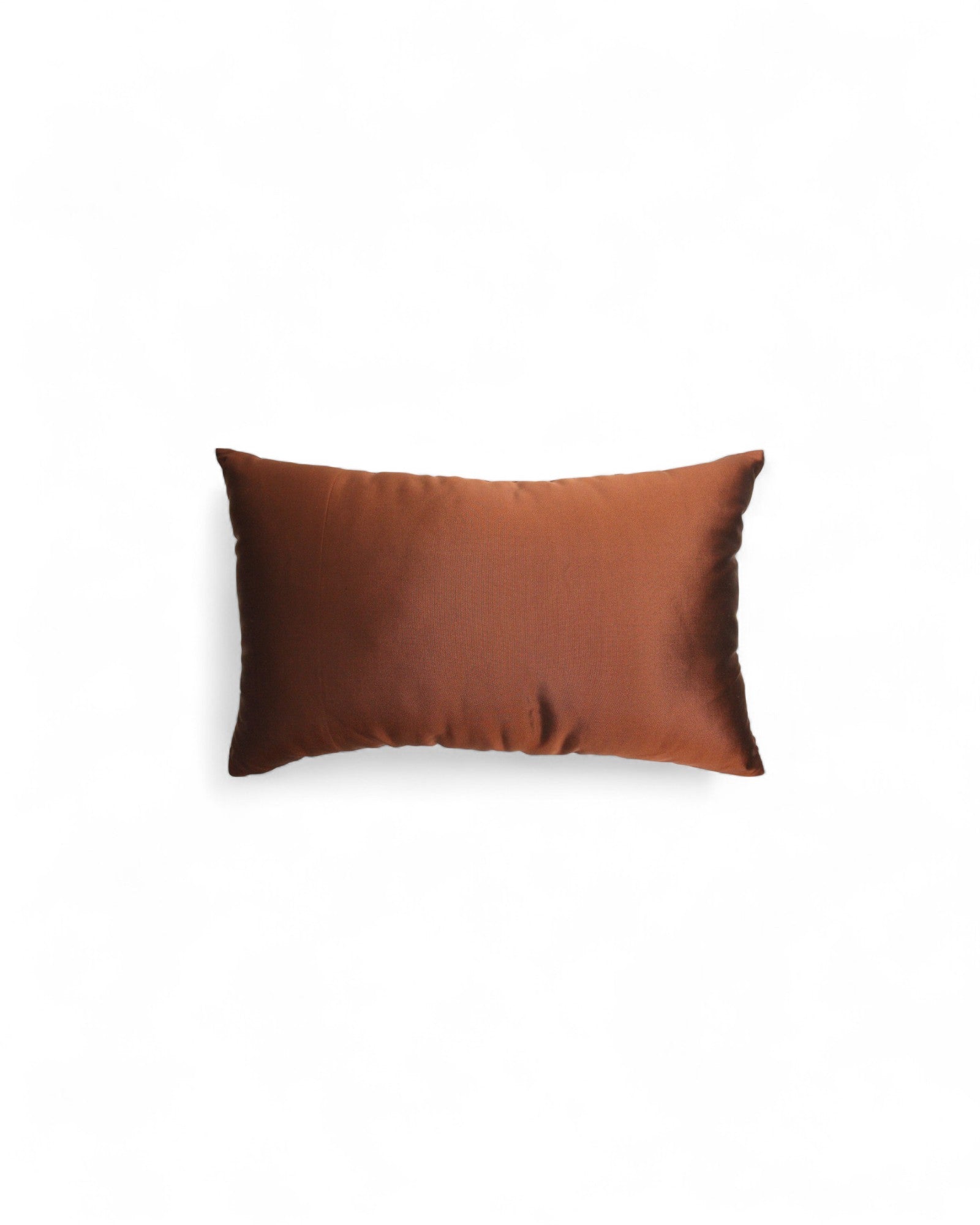 Lumbar Cushion in Handwoven Silk & Mudmee Silk Centre - Chocolate Brown, Green Lining