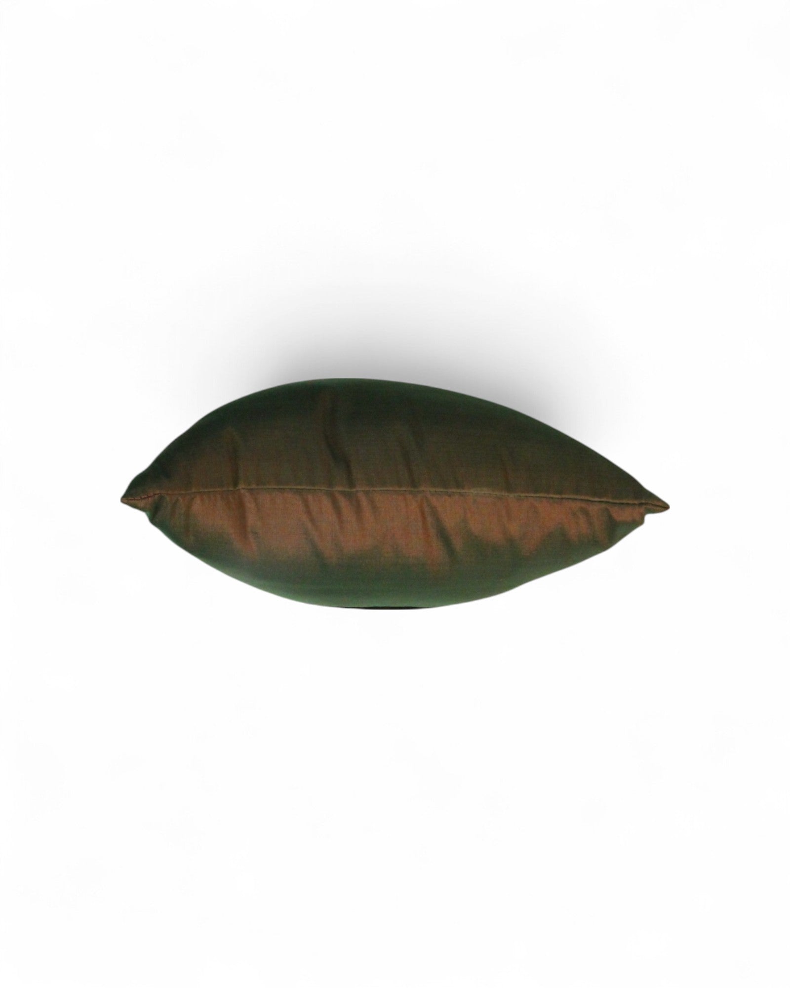 Lumbar Cushion in Handwoven Silk & Mudmee Silk Centre - Olive Green & Orange