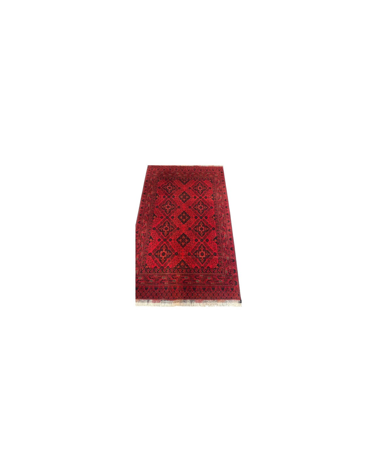 Tribal Afghan Rug – Red Medallion Design | 200 x 125 cm